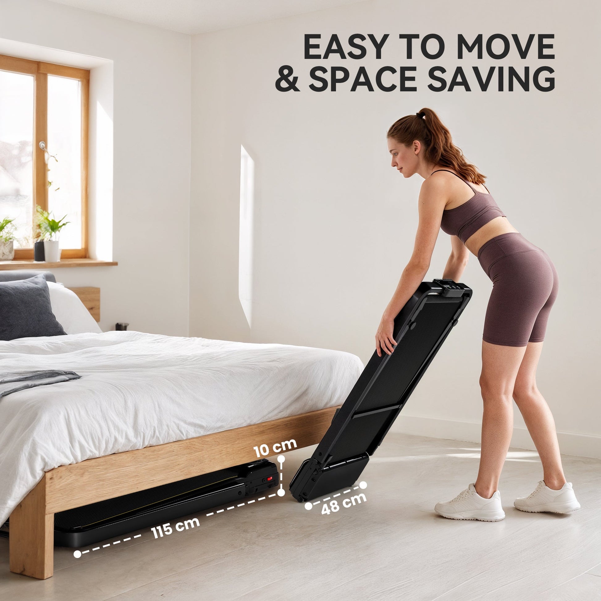 SPORTNOW Folding Treadmill Walking Pad, 2HP Portable Under Desk Treadmill with Handle, Running Jogging Walking Machine -