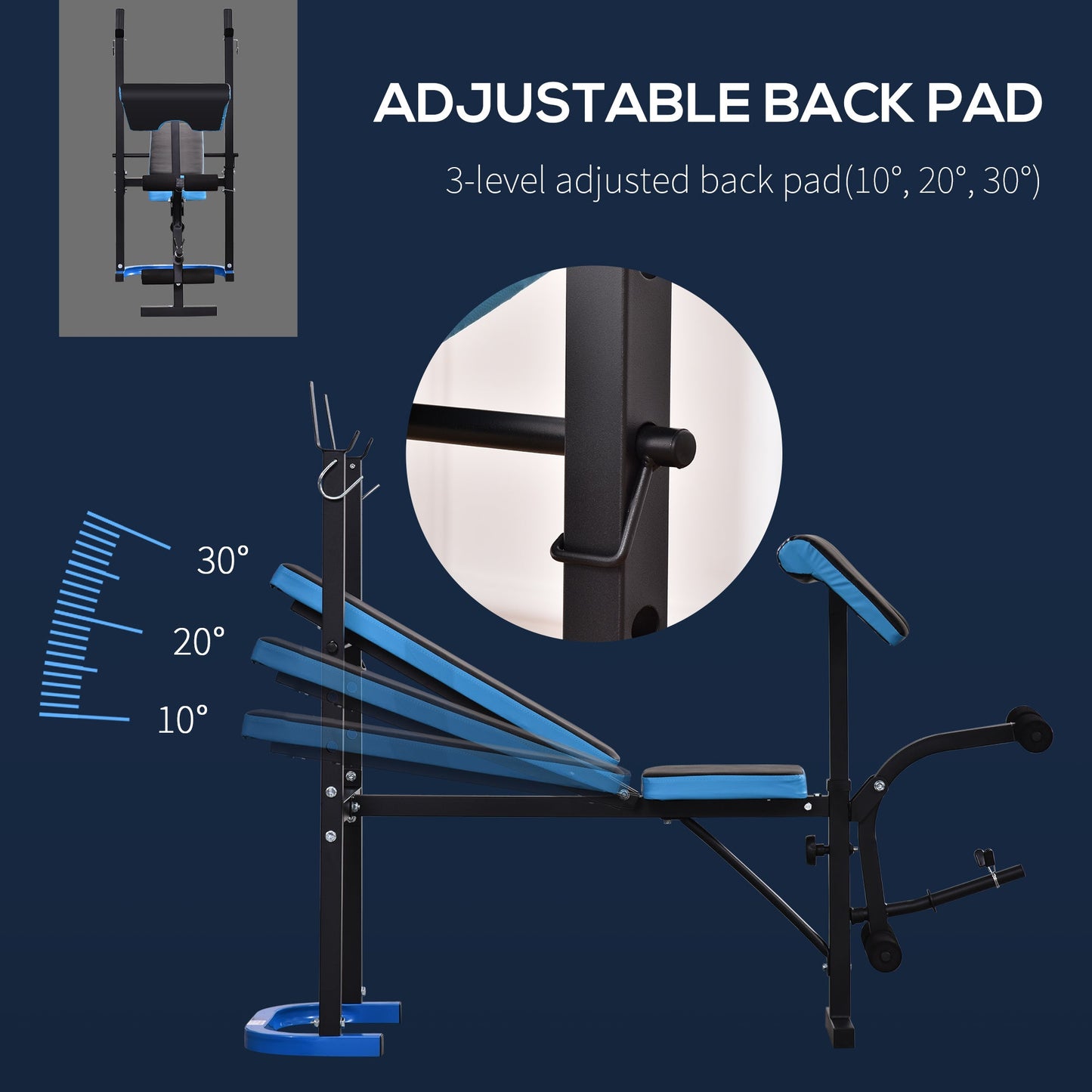 HOMCOM Adjustable Weight Bench with Leg Developer Barbell Rack for Lifting and Strength Training Multifunctional Workout Station for Home Gym Fitness, Black -