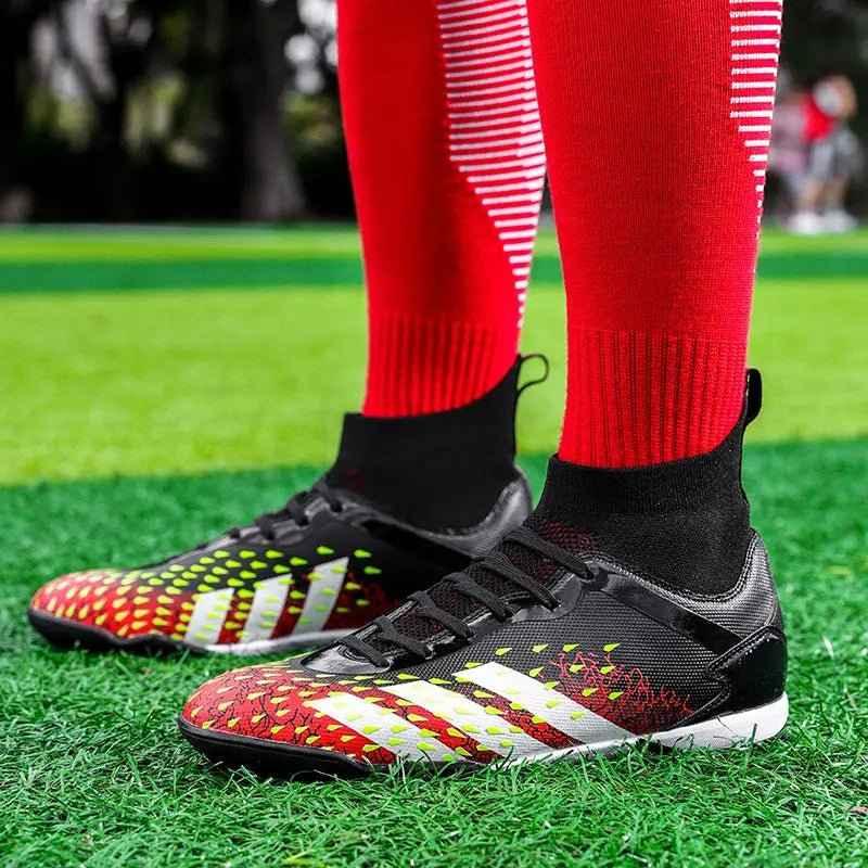 High Ankle Turf Football Boots for Men - Affordable Indoor Soccer Shoes with Rubber Sole - roesports