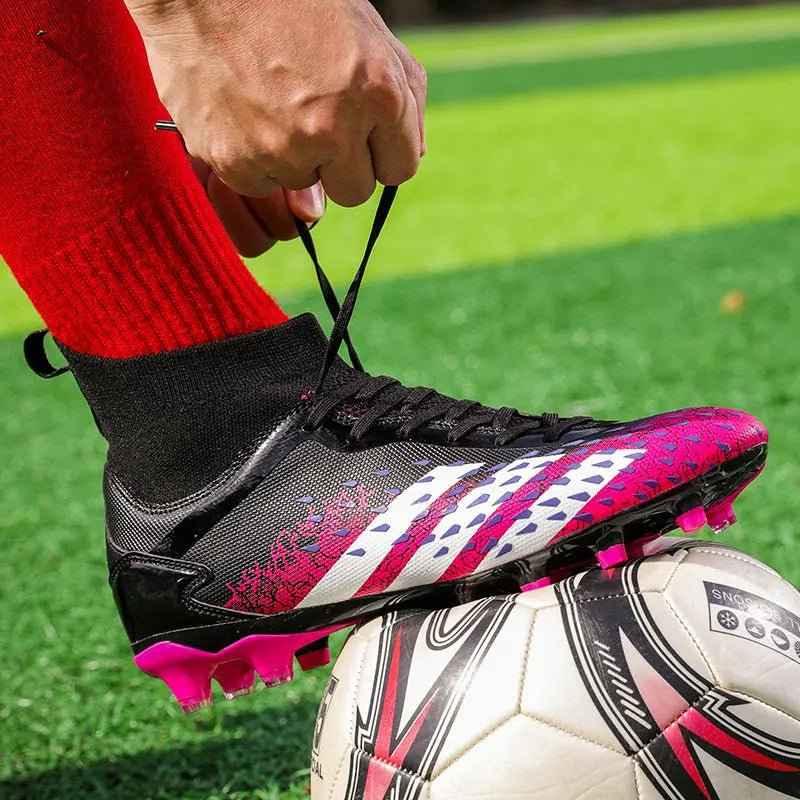 High Ankle Turf Football Boots for Men - Affordable Indoor Soccer Shoes with Rubber Sole - roesports
