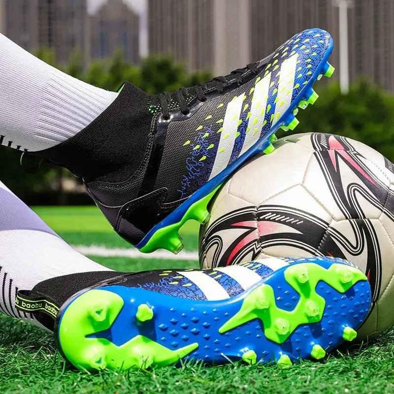 High Ankle Turf Football Boots for Men - Affordable Indoor Soccer Shoes with Rubber Sole - roesports