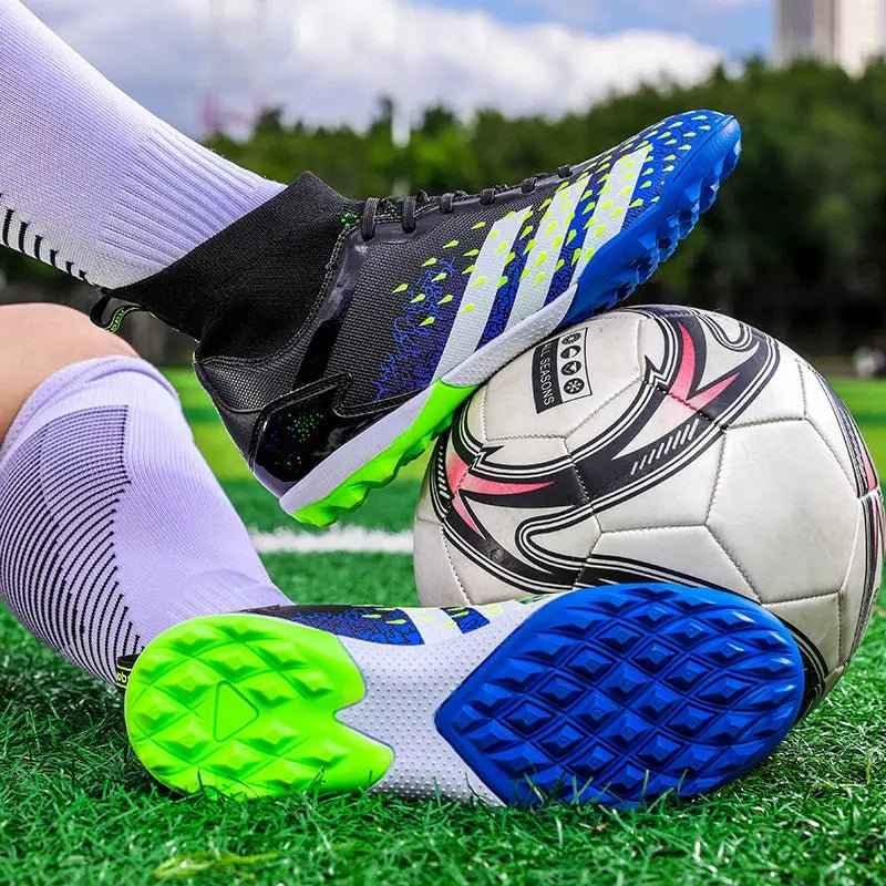 High Ankle Turf Football Boots for Men - Affordable Indoor Soccer Shoes with Rubber Sole - roesports