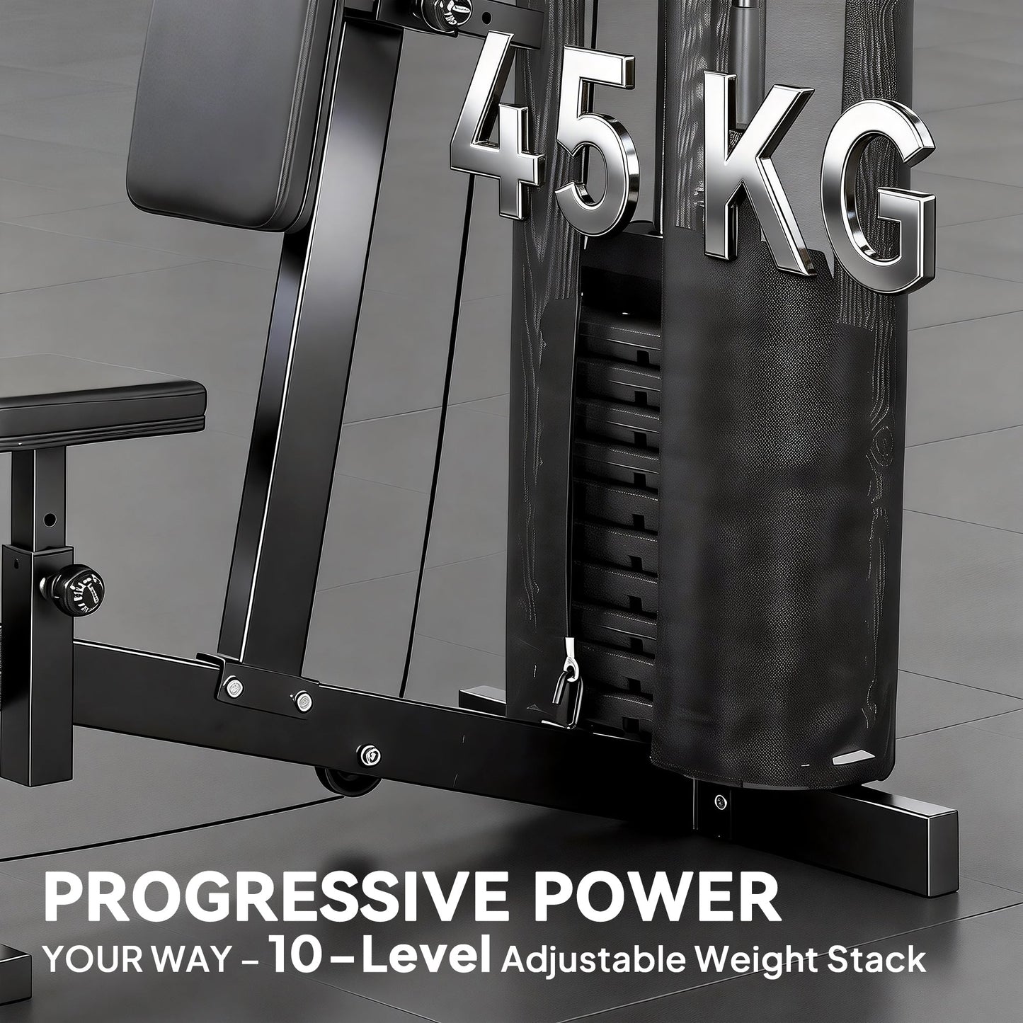 SPORTNOW Multi Gym with Adjustable Seat and Back, All in One Home Gym Machine with 45kg Weight Stack for Full Body Strength Training -