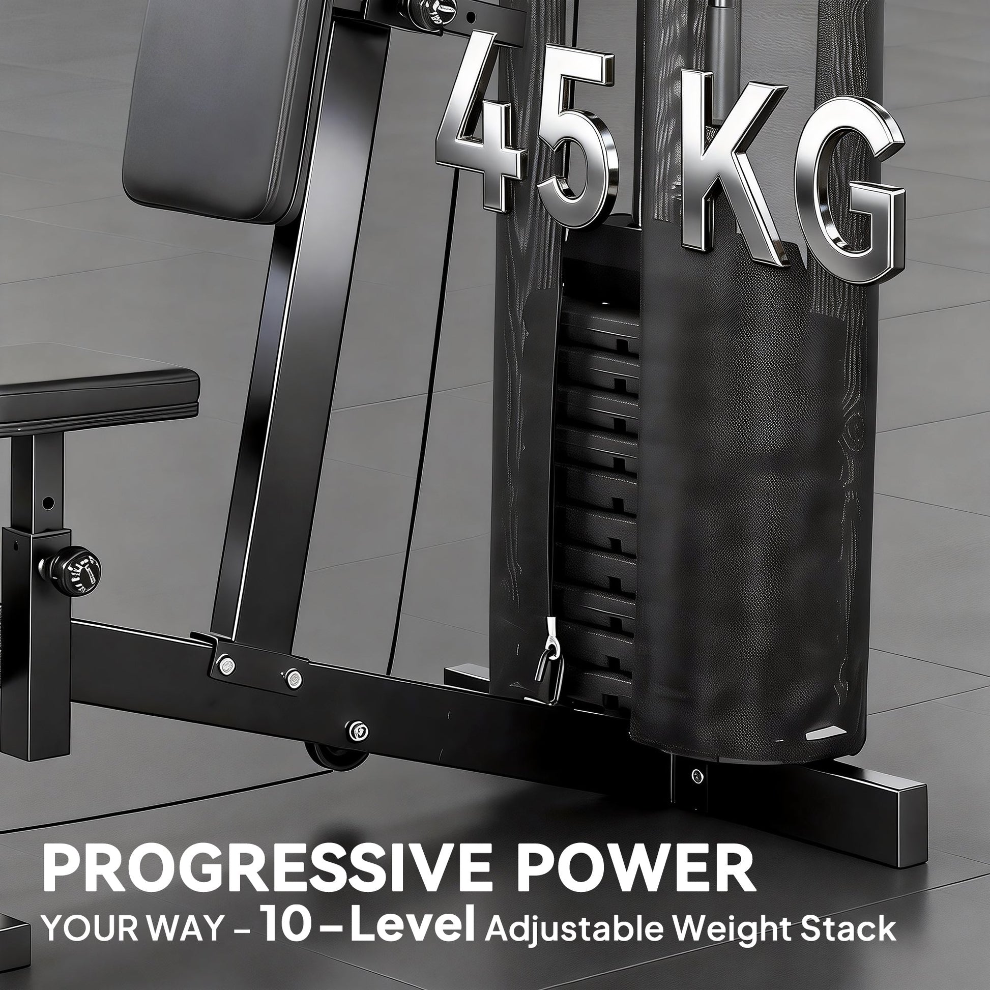 SPORTNOW Multi Gym with Adjustable Seat and Back, All in One Home Gym Machine with 45kg Weight Stack for Full Body Strength Training -