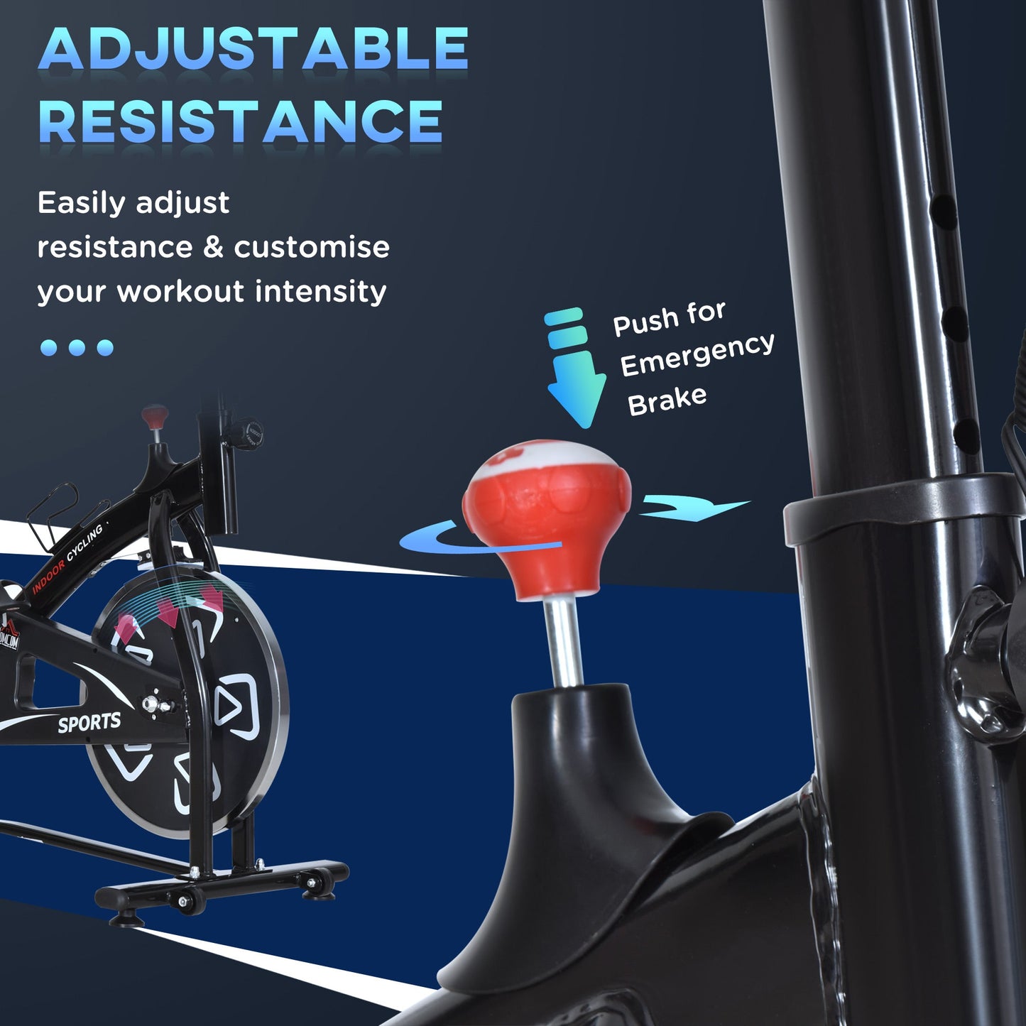 HOMCOM Indoor Stationary Exercise Bike 6kg Flywheel Fitness Cardio Workout Bke Trainer for Home Gym w/ Adjustable Resistance LCD Monitor Pad and Bottle Holder Black -