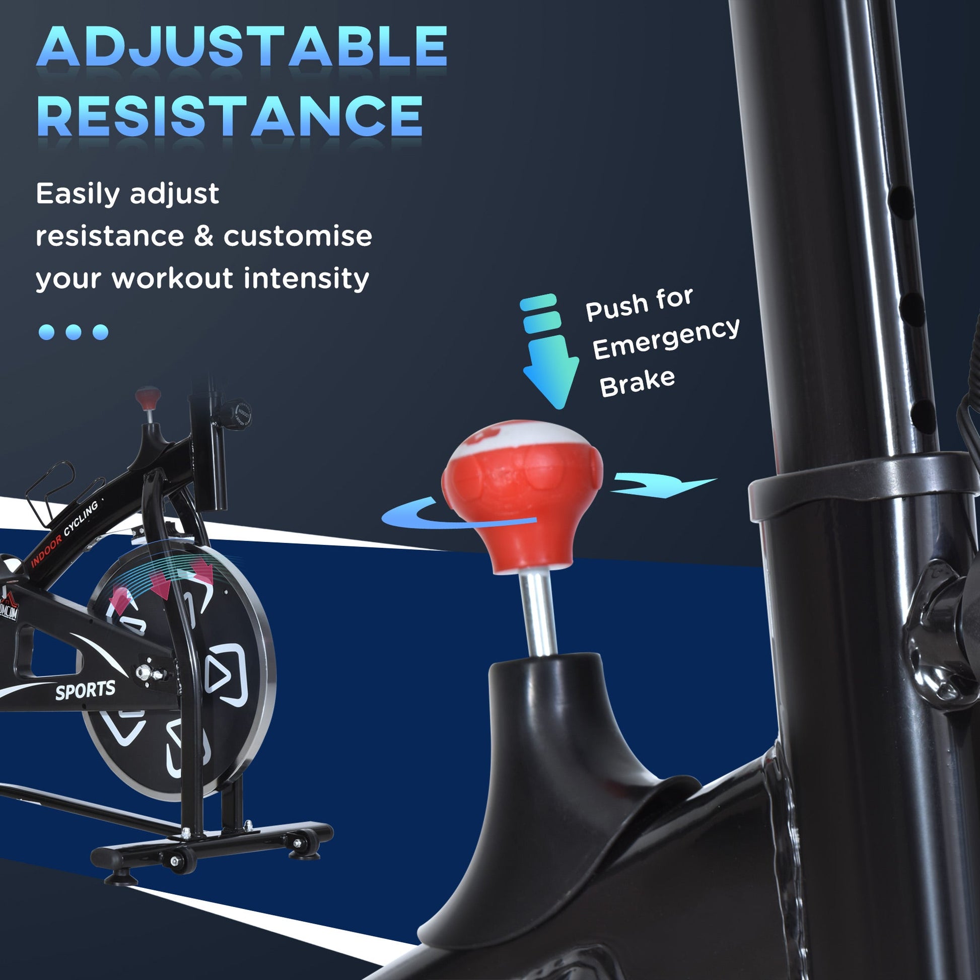 HOMCOM Indoor Stationary Exercise Bike 6kg Flywheel Fitness Cardio Workout Bke Trainer for Home Gym w/ Adjustable Resistance LCD Monitor Pad and Bottle Holder Black -