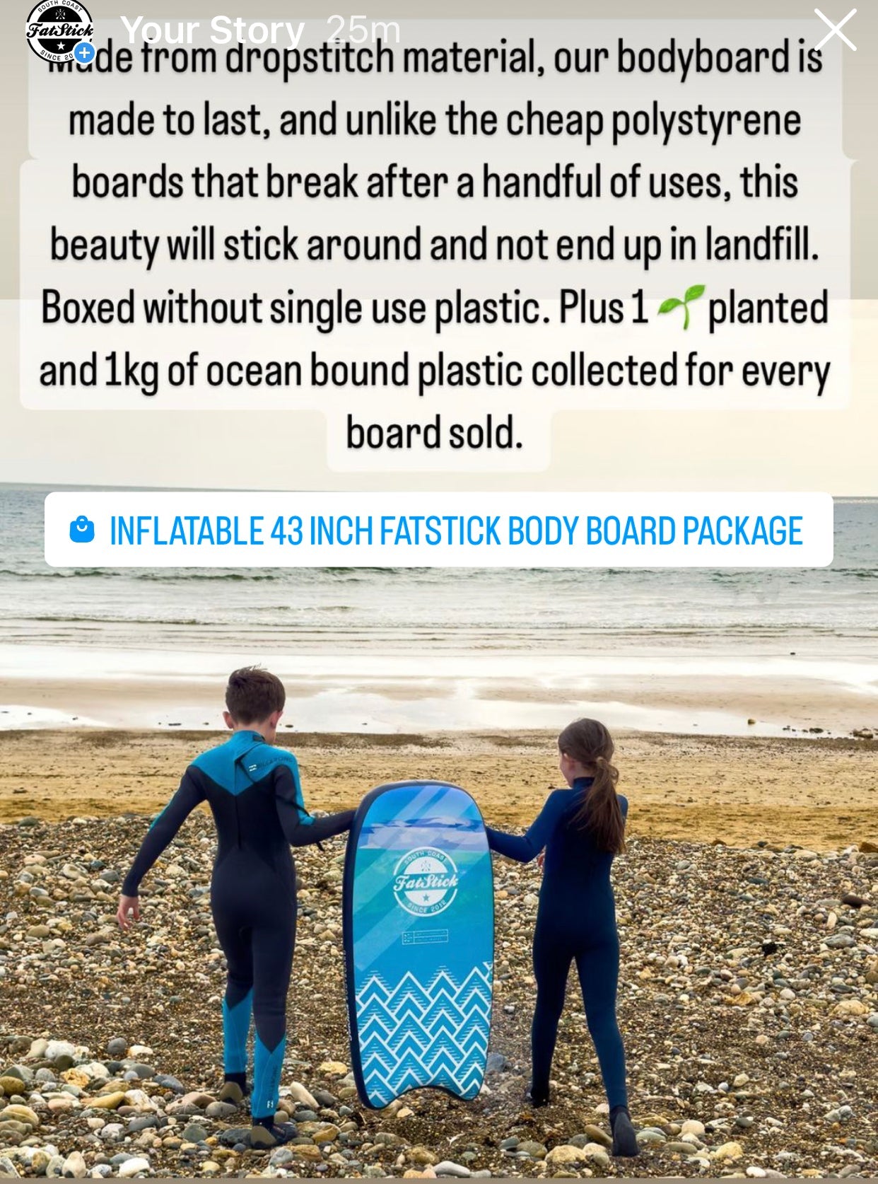 Inflatable 43" FatStick Body Board Package -