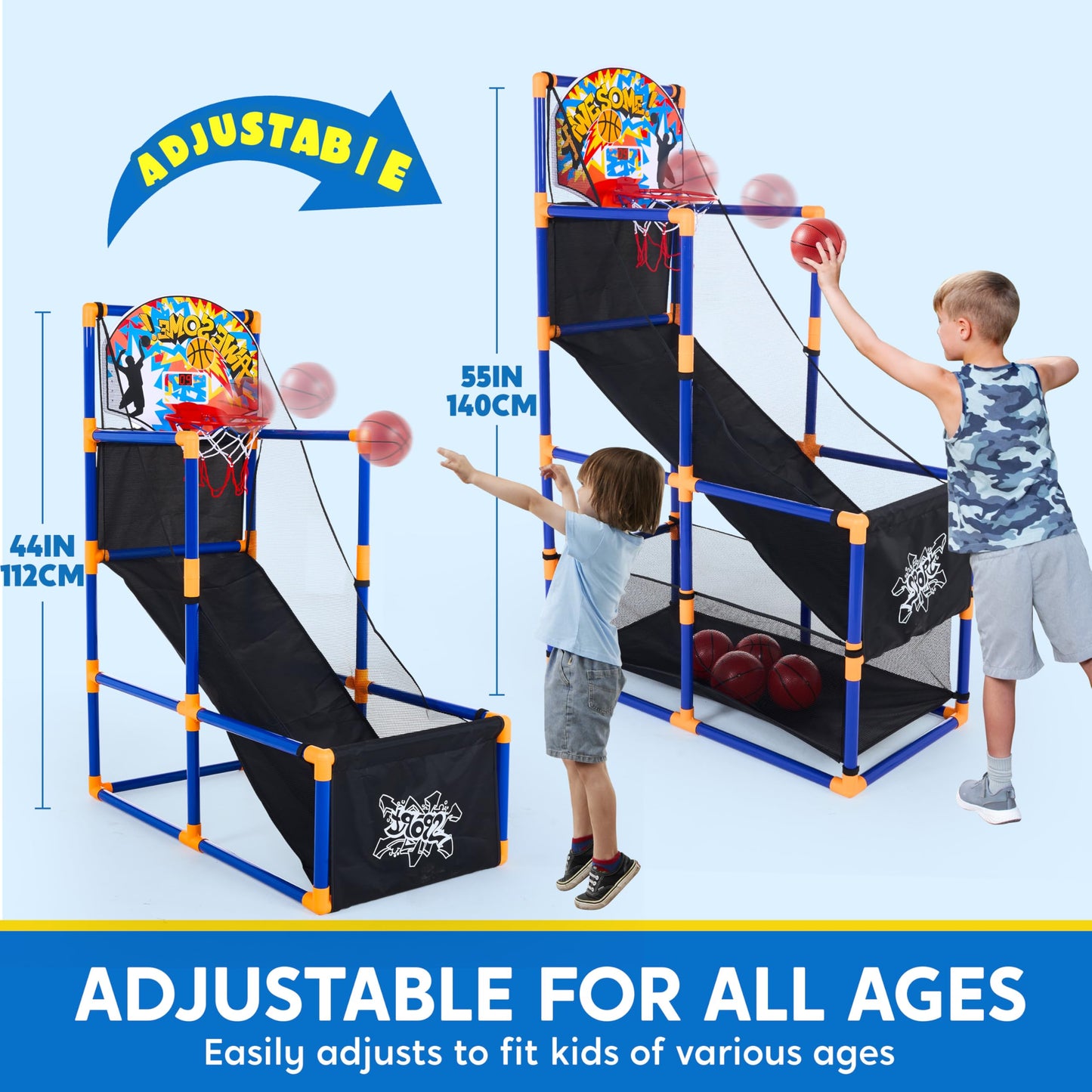 JOYIN LED Lightscore Arcade Basketball Game Set – Adjustable Height, Electronic Scoring, Indoor/Outdoor Fun