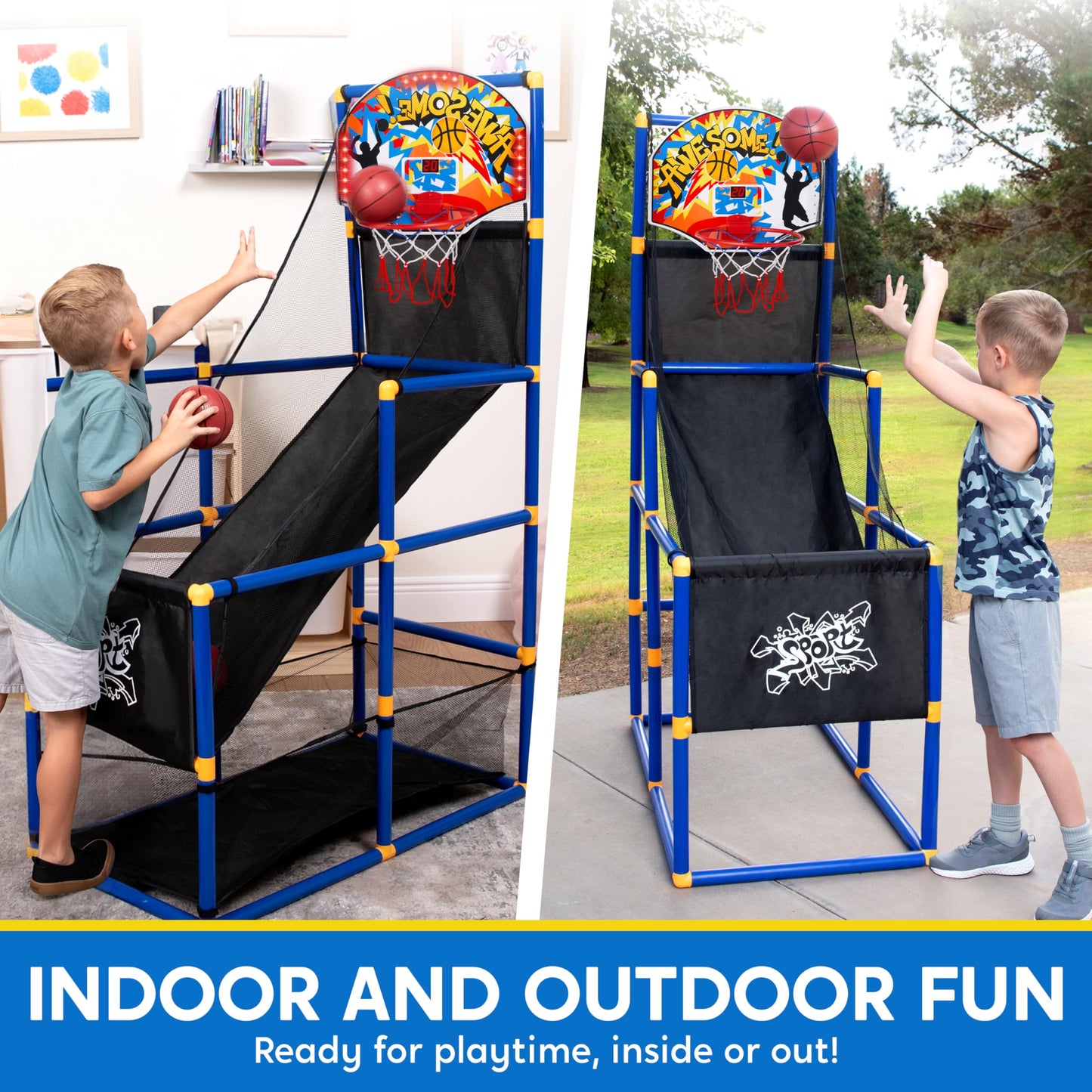 JOYIN LED Lightscore Arcade Basketball Game Set – Adjustable Height, Electronic Scoring, Indoor/Outdoor Fun