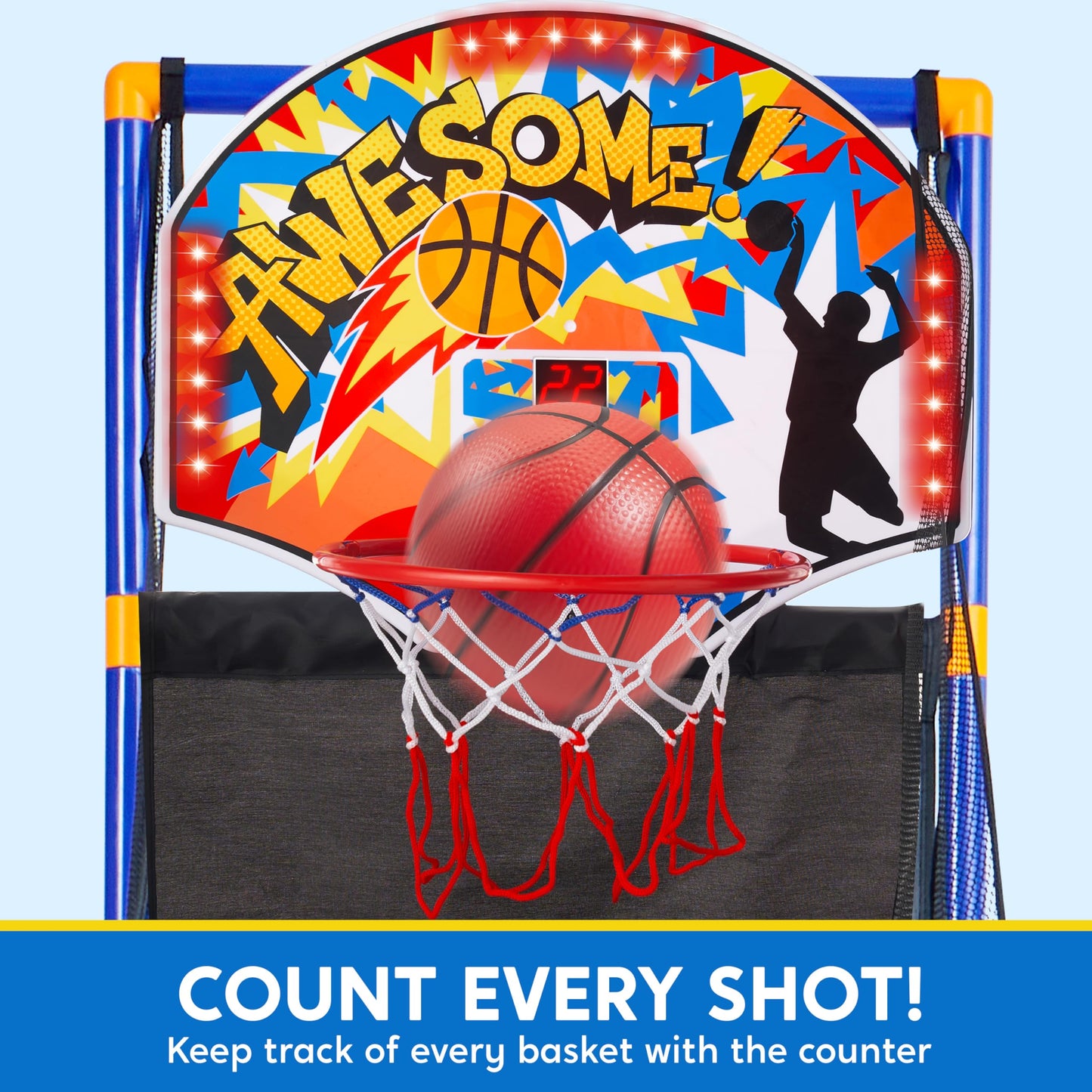 JOYIN LED Lightscore Arcade Basketball Game Set – Adjustable Height, Electronic Scoring, Indoor/Outdoor Fun