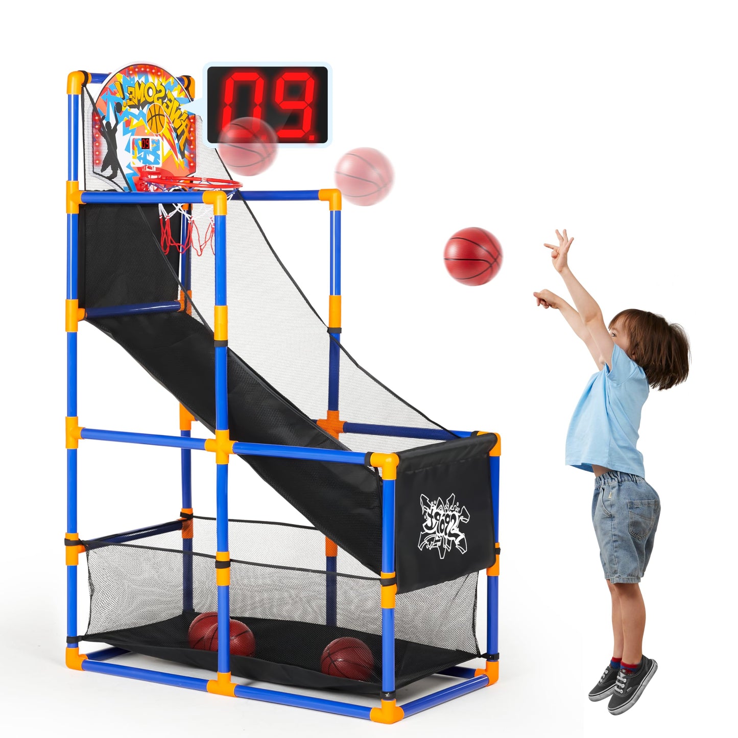 JOYIN LED Lightscore Arcade Basketball Game Set – Adjustable Height, Electronic Scoring, Indoor/Outdoor Fun