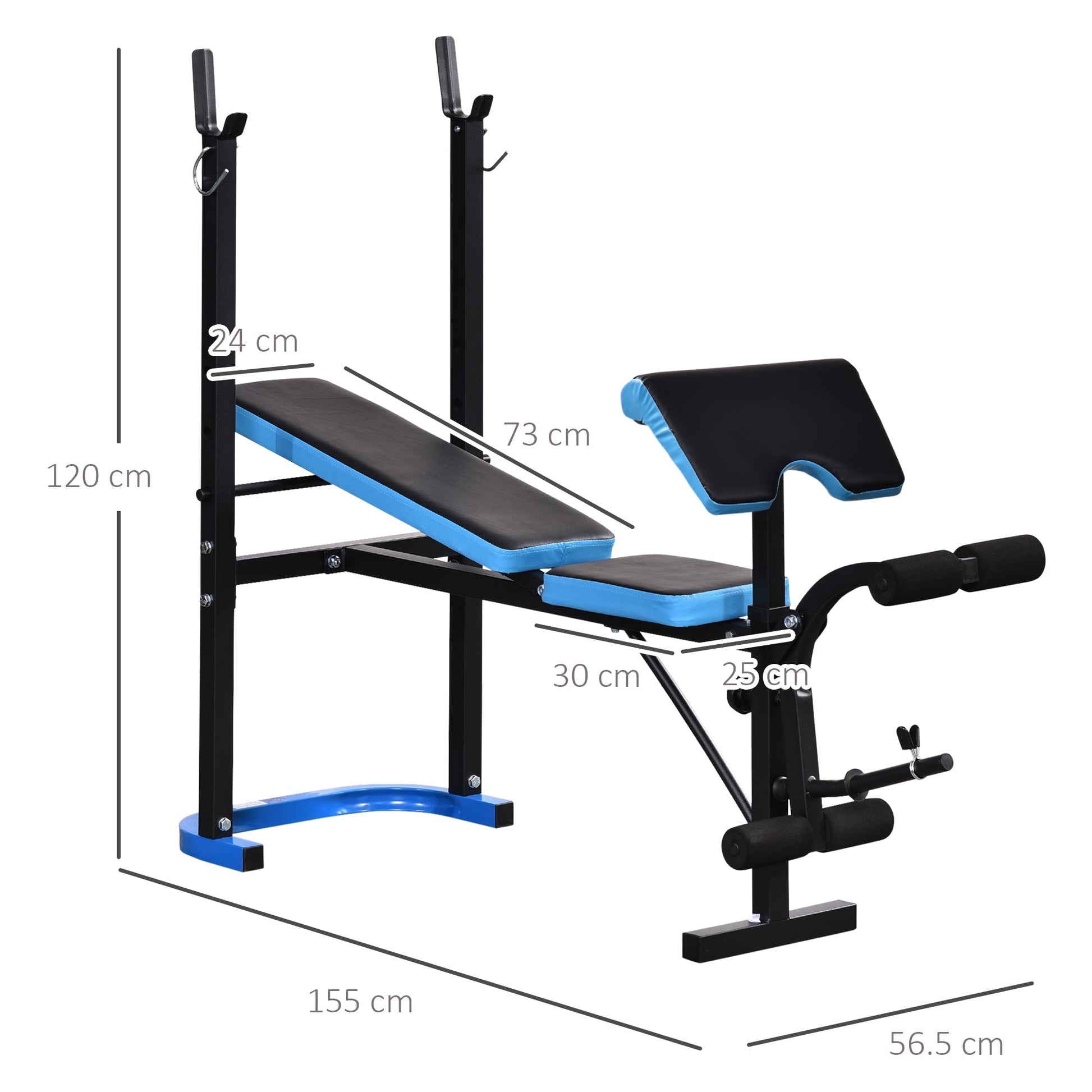 HOMCOM Adjustable Weight Bench with Leg Developer Barbell Rack for Lifting and Strength Training Multifunctional Workout Station for Home Gym Fitness, Black -