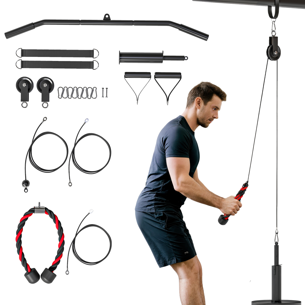Weight Cable Pulley System for Home Gym with Universal Loading Pin - Roesports