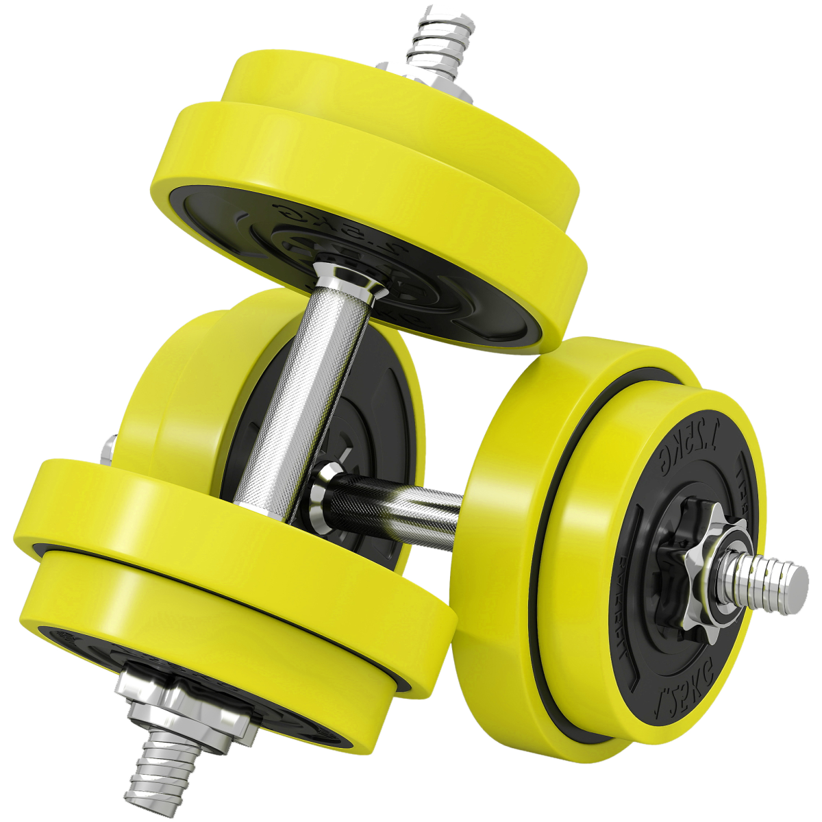 HOMCOM Adjustable 20KGS Barbell & Dumbbell Set for Home Gym, Yellow - Roesports