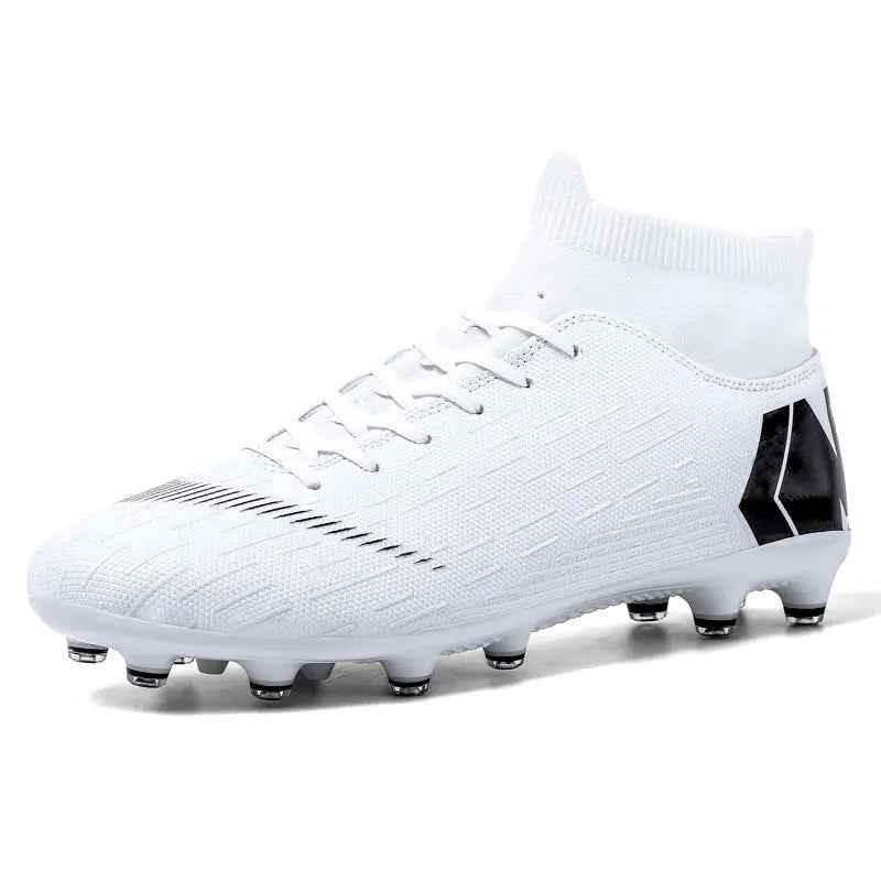 Men Cleats Football Boots High Top Soccer Sneakers Turf Futsal Outdoor Fashion White Sport Shoes - Roesports