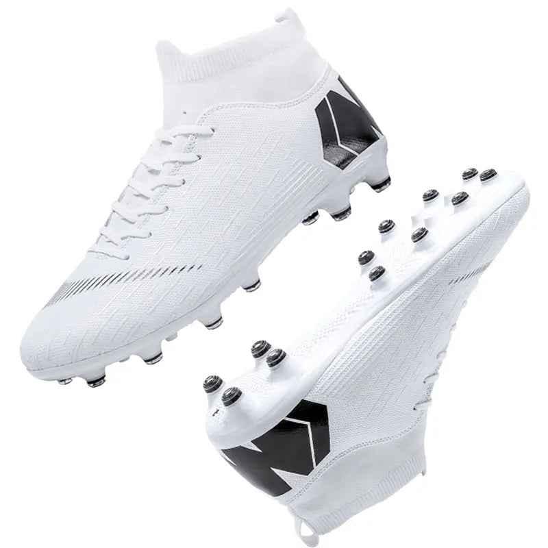 Men Cleats Football Boots High Top Soccer Sneakers Turf Futsal Outdoor Fashion White Sport Shoes - Roesports