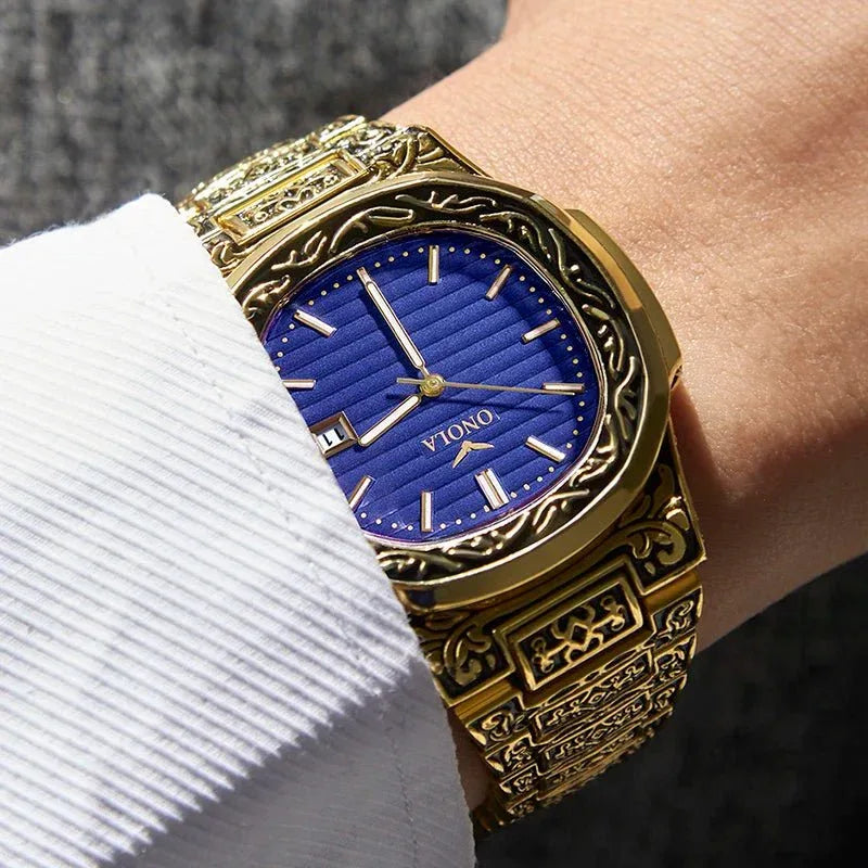 Men's Retro Quartz Watch ONOLA 3808 Waterproof with Steel Strip and Custom Muslim Azan Feature - roesports