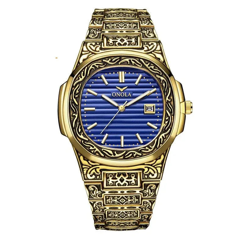 Men's Retro Quartz Watch ONOLA 3808 Waterproof with Steel Strip and Custom Muslim Azan Feature - roesports