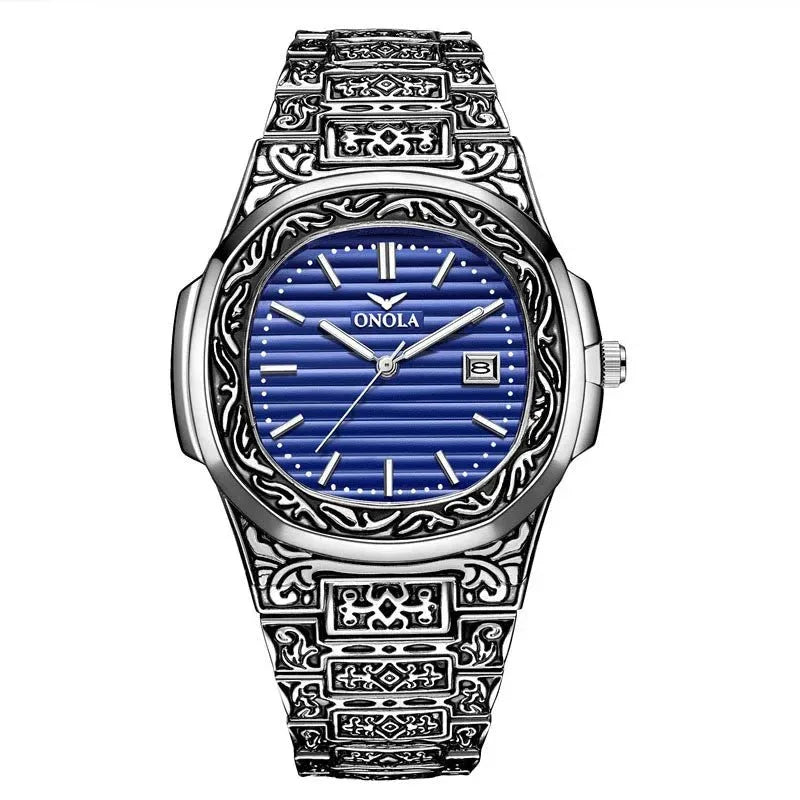 Men's Retro Quartz Watch ONOLA 3808 Waterproof with Steel Strip and Custom Muslim Azan Feature - roesports