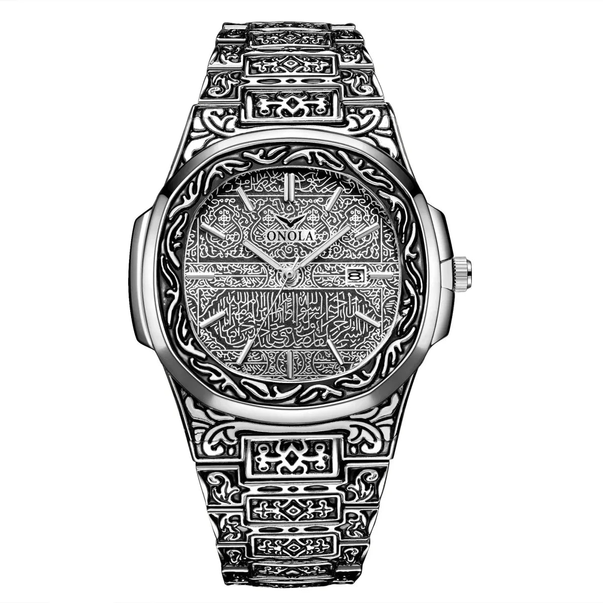 Men's Retro Quartz Watch ONOLA 3808 Waterproof with Steel Strip and Custom Muslim Azan Feature - roesports