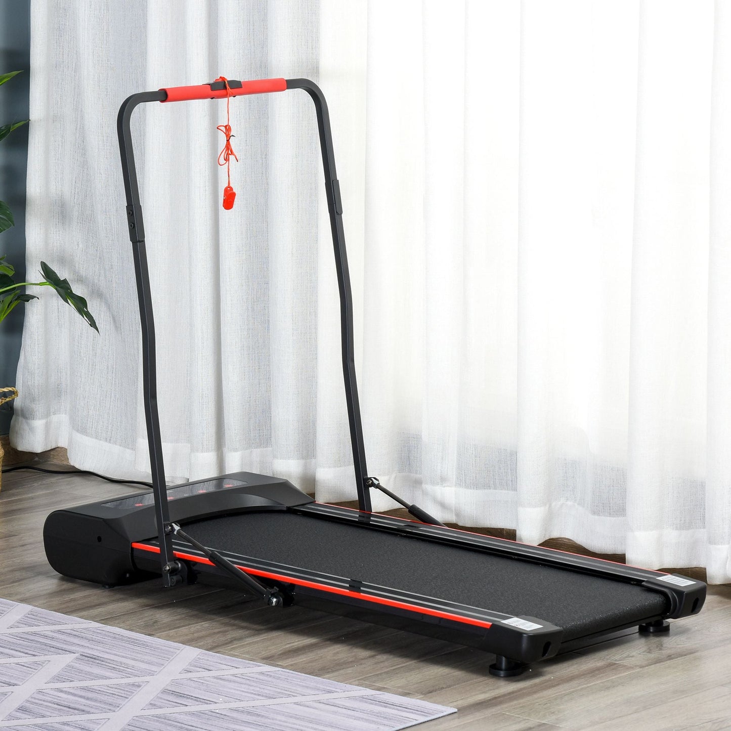 HOMCOM Foldable Walking Machine Treadmill 1-6km/h with LED Display & Remote Control Exercise Fitness for Home Office -