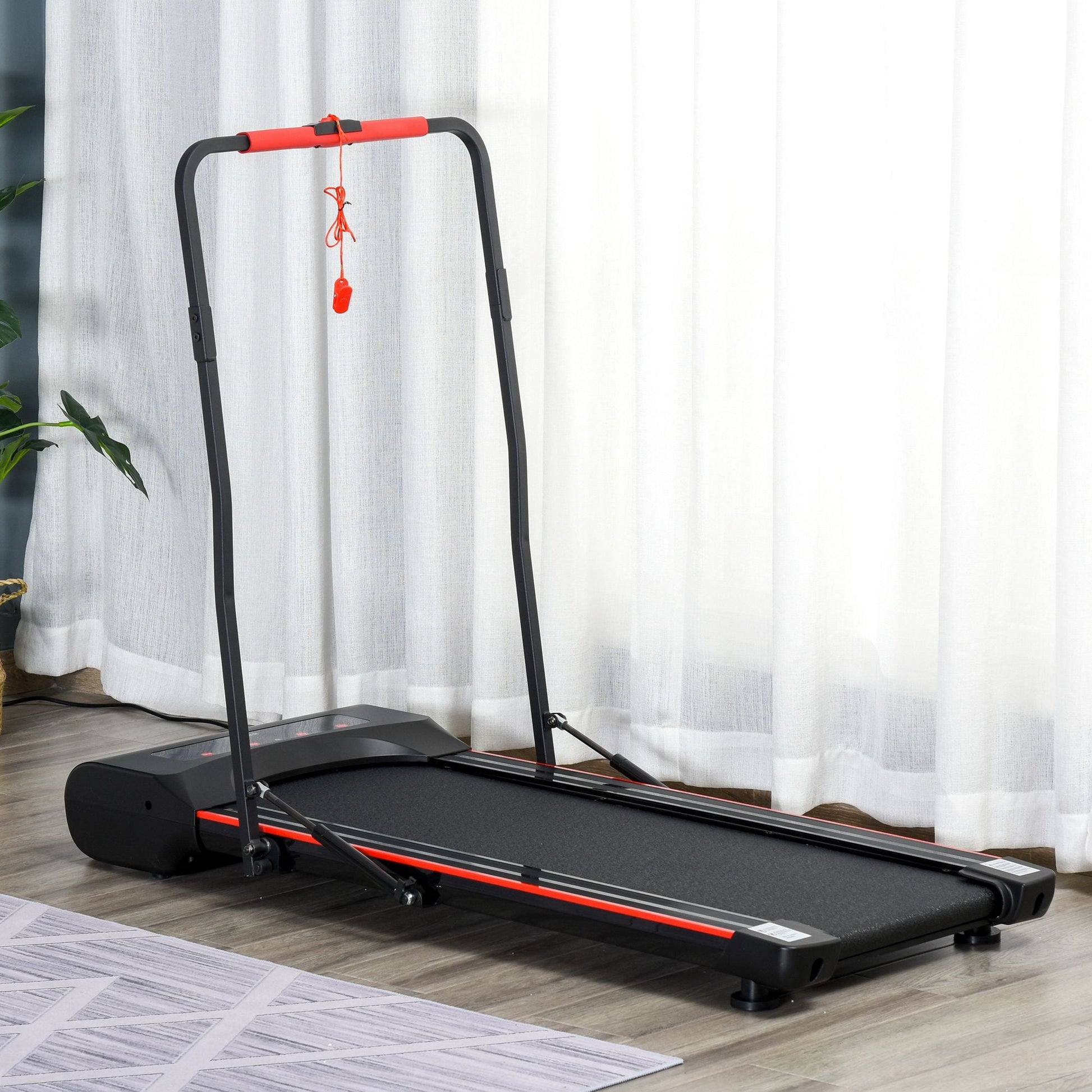 HOMCOM Foldable Walking Machine Treadmill 1-6km/h with LED Display & Remote Control Exercise Fitness for Home Office -