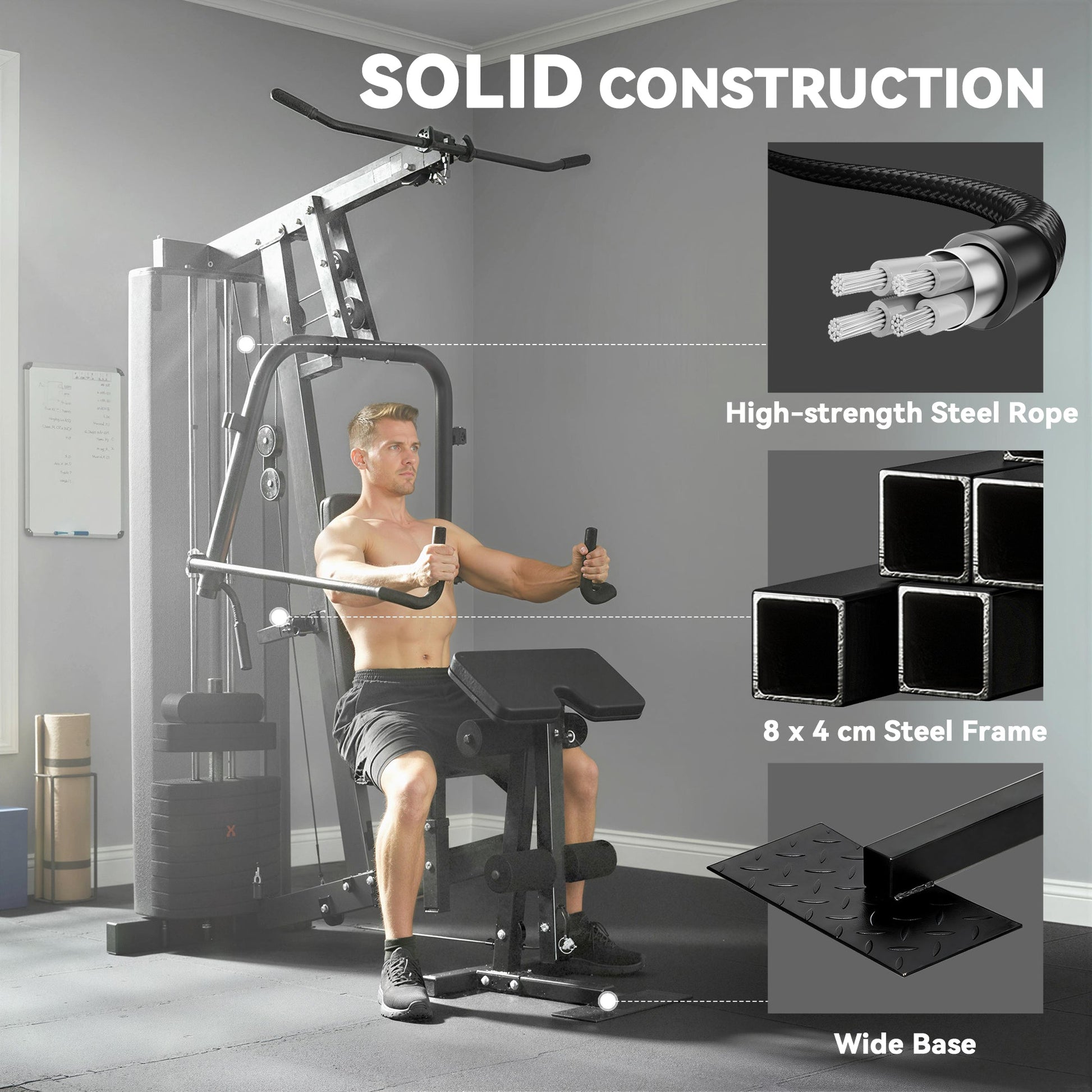 SPORTNOW Multi Gym with Adjustable Seat and Back, All in One Home Gym Machine with 45kg Weight Stack for Full Body Strength Training -