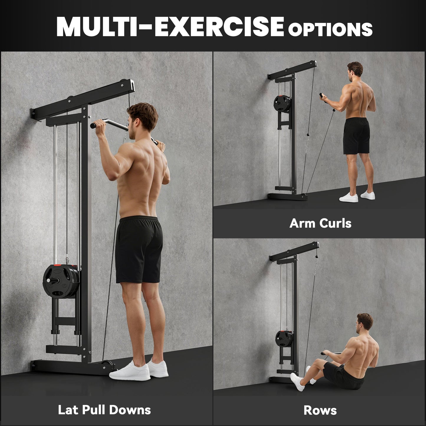 SPORTNOW Wall Mounted Lat Pull Down Machine, Crossover Cable Machine with High & Low Pulleys for Home Gym Full Body Workout -