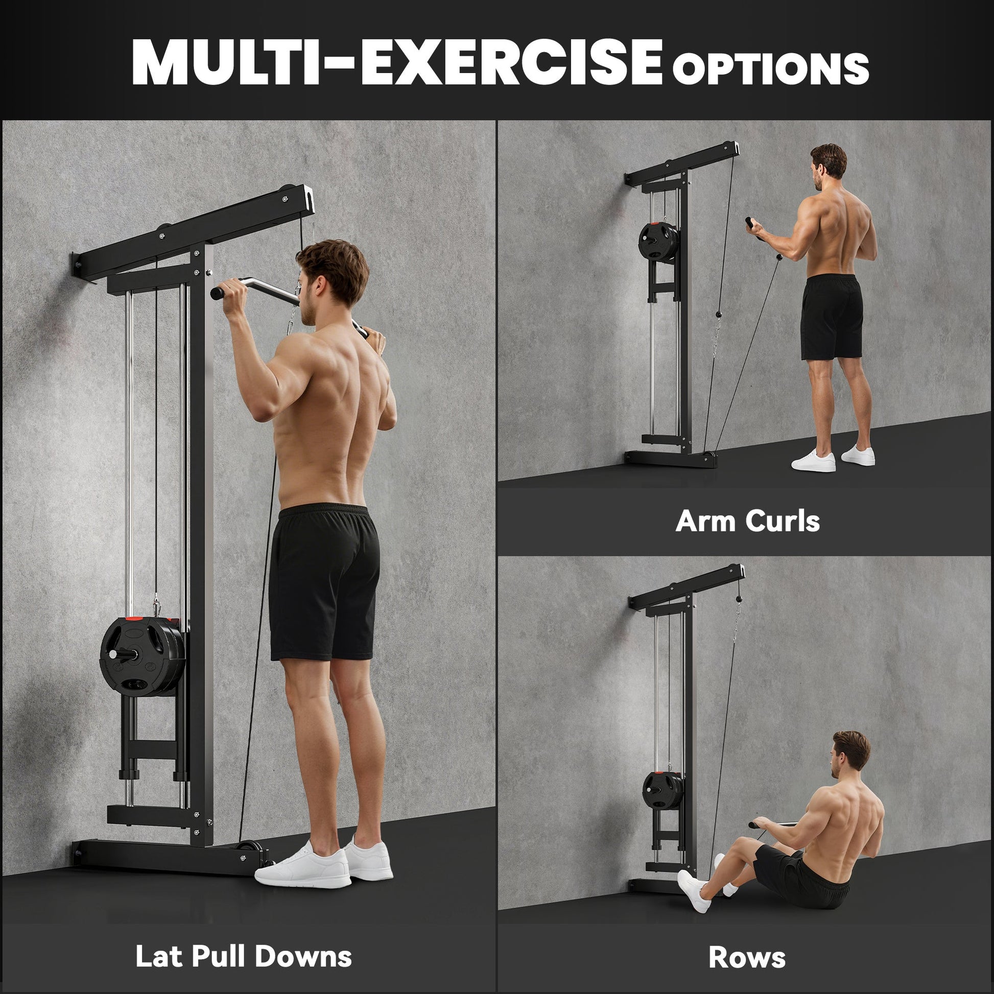 SPORTNOW Wall Mounted Lat Pull Down Machine, Crossover Cable Machine with High & Low Pulleys for Home Gym Full Body Workout -