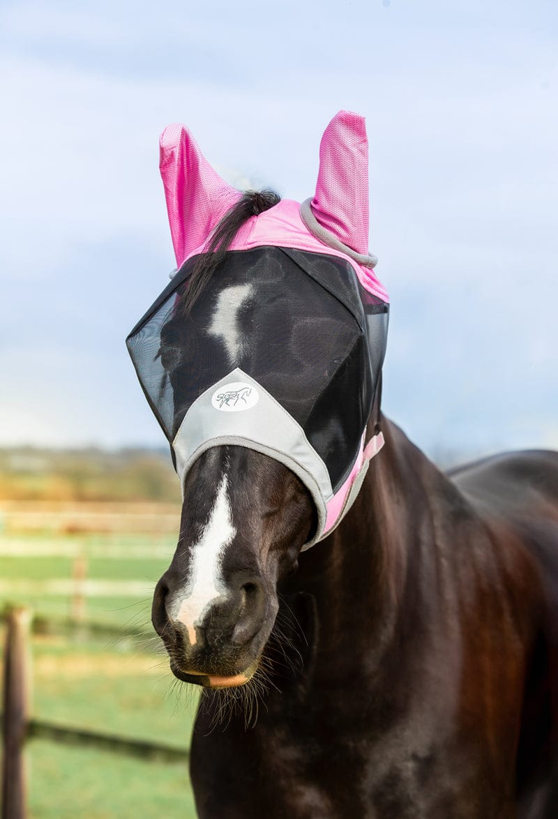Horse Fly Mask Baby Pink - Stylish Protection for Your Equine Friend - roesports