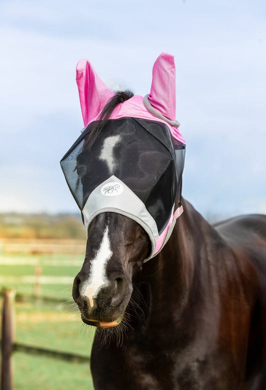 Horse Fly Mask Baby Pink - Stylish Protection for Your Equine Friend - roesports