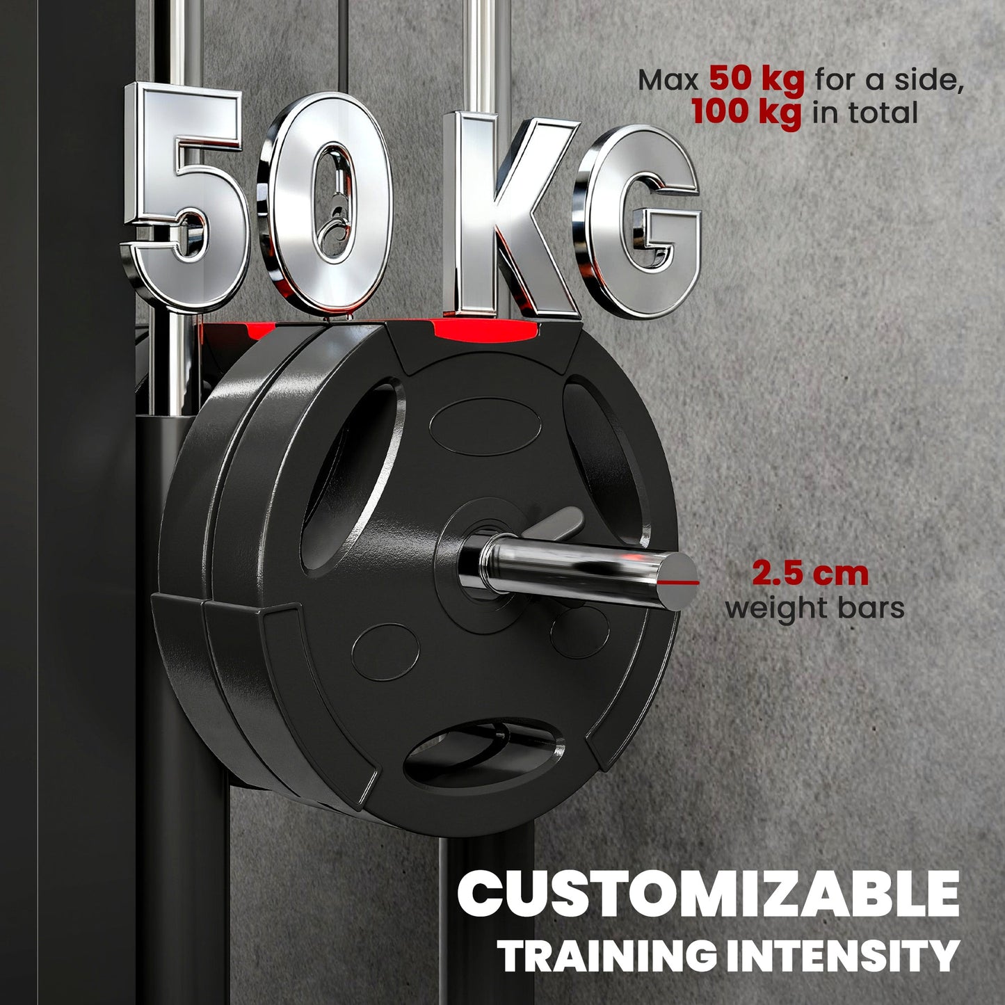 SPORTNOW Wall Mounted Lat Pull Down Machine, Crossover Cable Machine with High & Low Pulleys for Home Gym Full Body Workout -