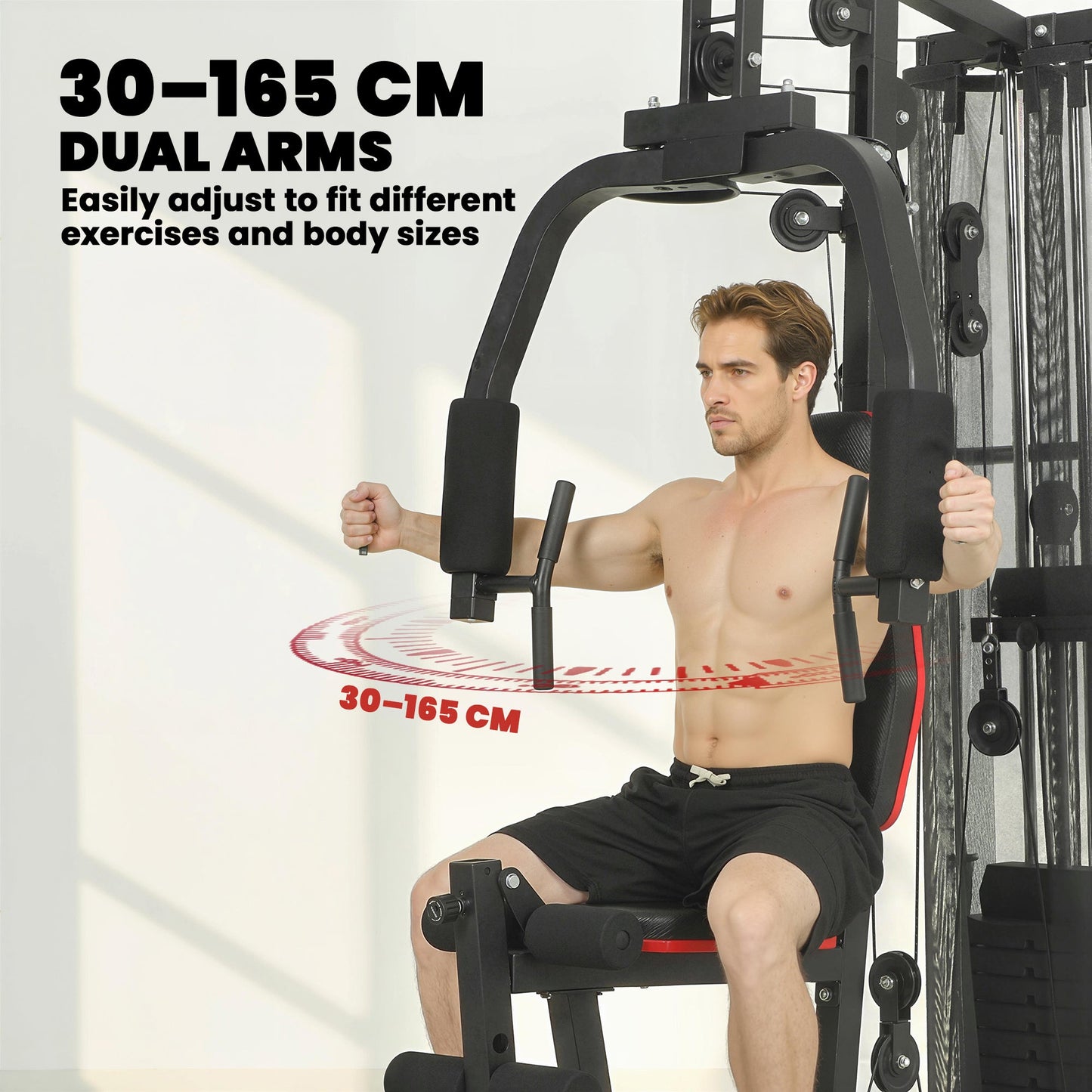 SPORTNOW Home Multi Gym Smith Machine with 65kg Weight Stack, Cable Pulley System, Chest Station, Preacher Pad & Leg Developer -
