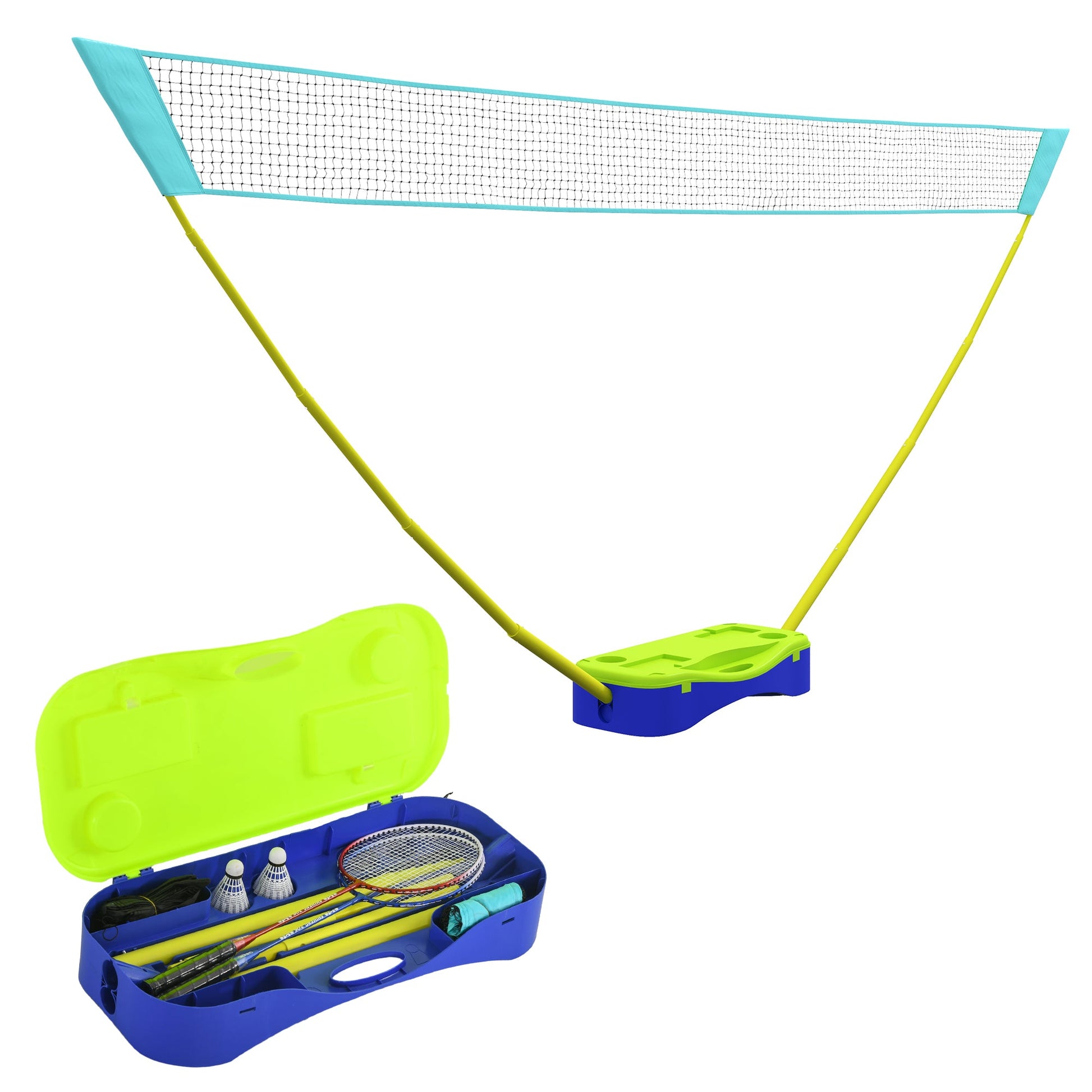 SPORTNOW Portable Badminton Net Set w/ Volleyball Net, Rackets, Shuttlecocks -