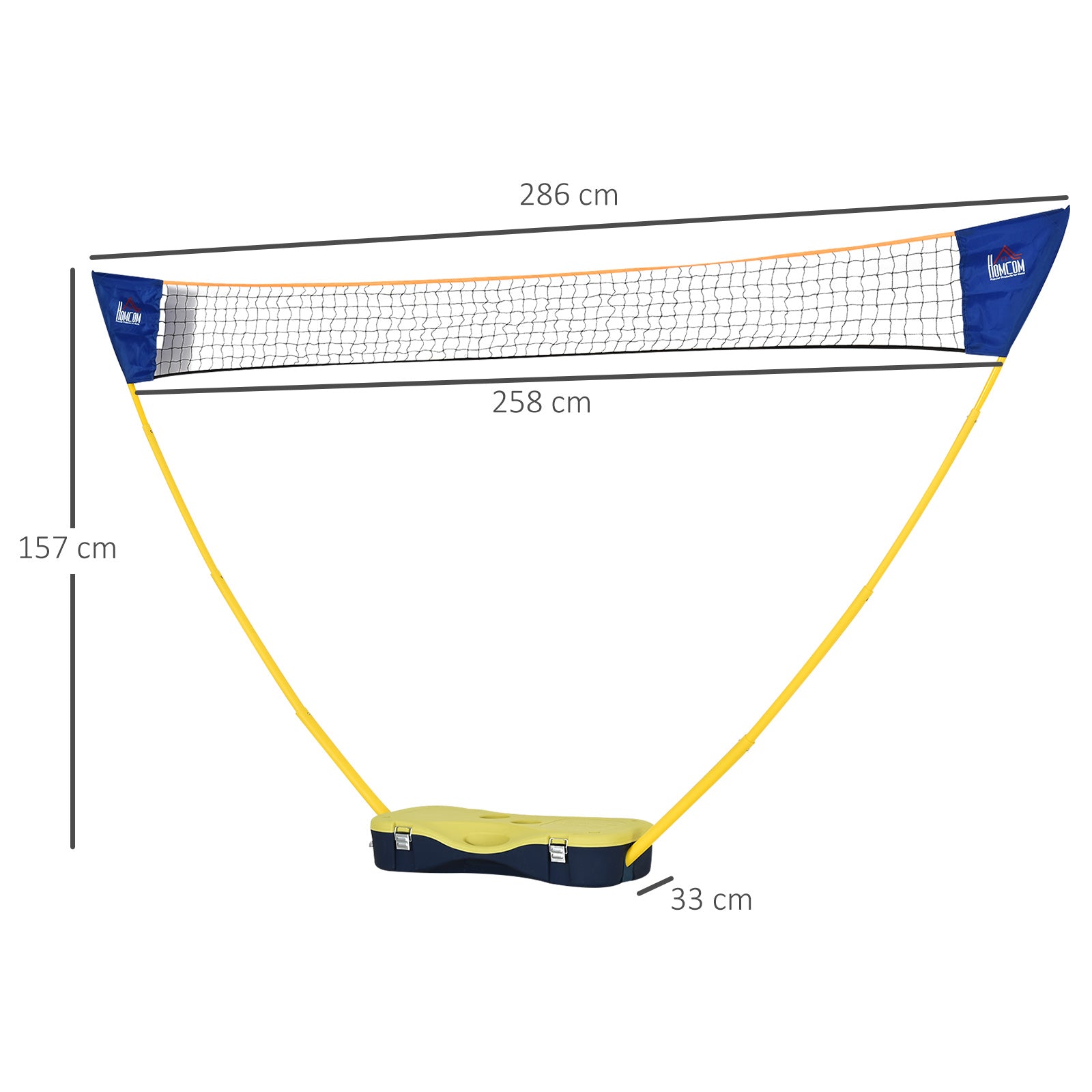 HOMCOM Portable Folding Badminton Net Set with 4 Badminton Rackets and 2 Nylon Shuttlecocks, for Adults Kids Indoor Outdoor Exercise Training -