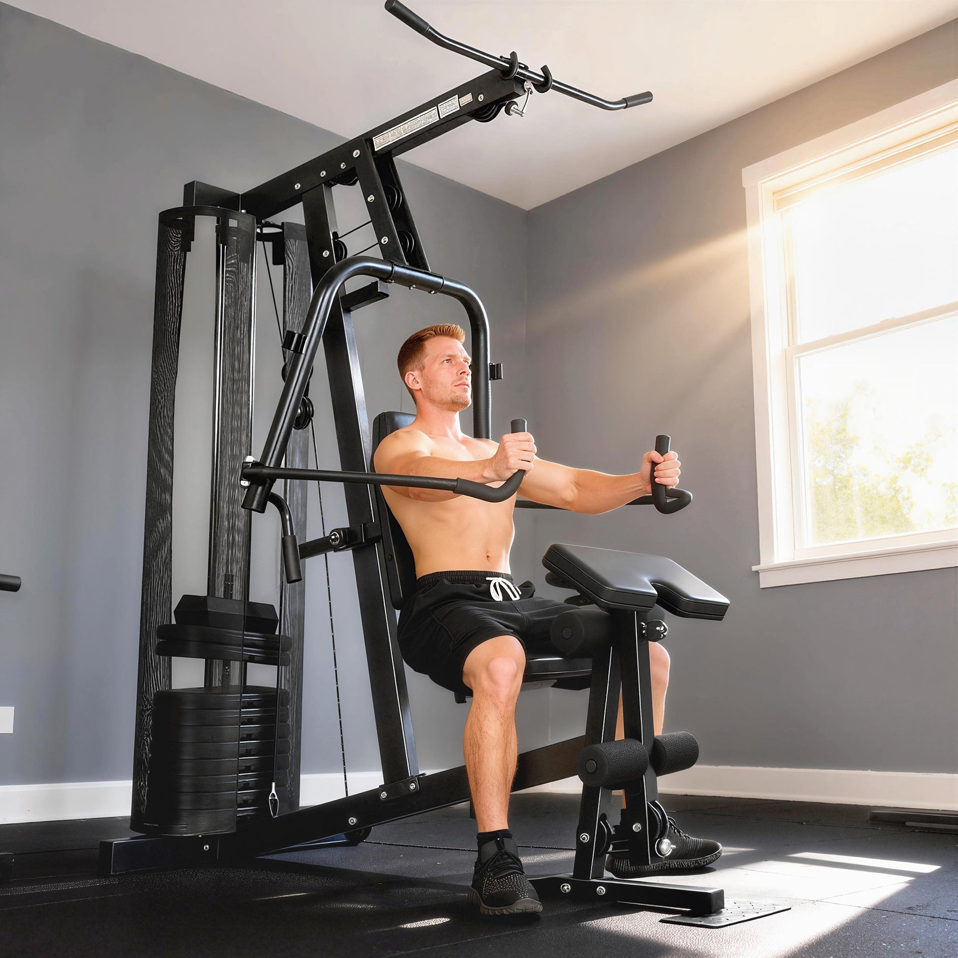 SPORTNOW Multi Gym with Adjustable Seat and Back, All in One Home Gym Machine with 45kg Weight Stack for Full Body Strength Training -