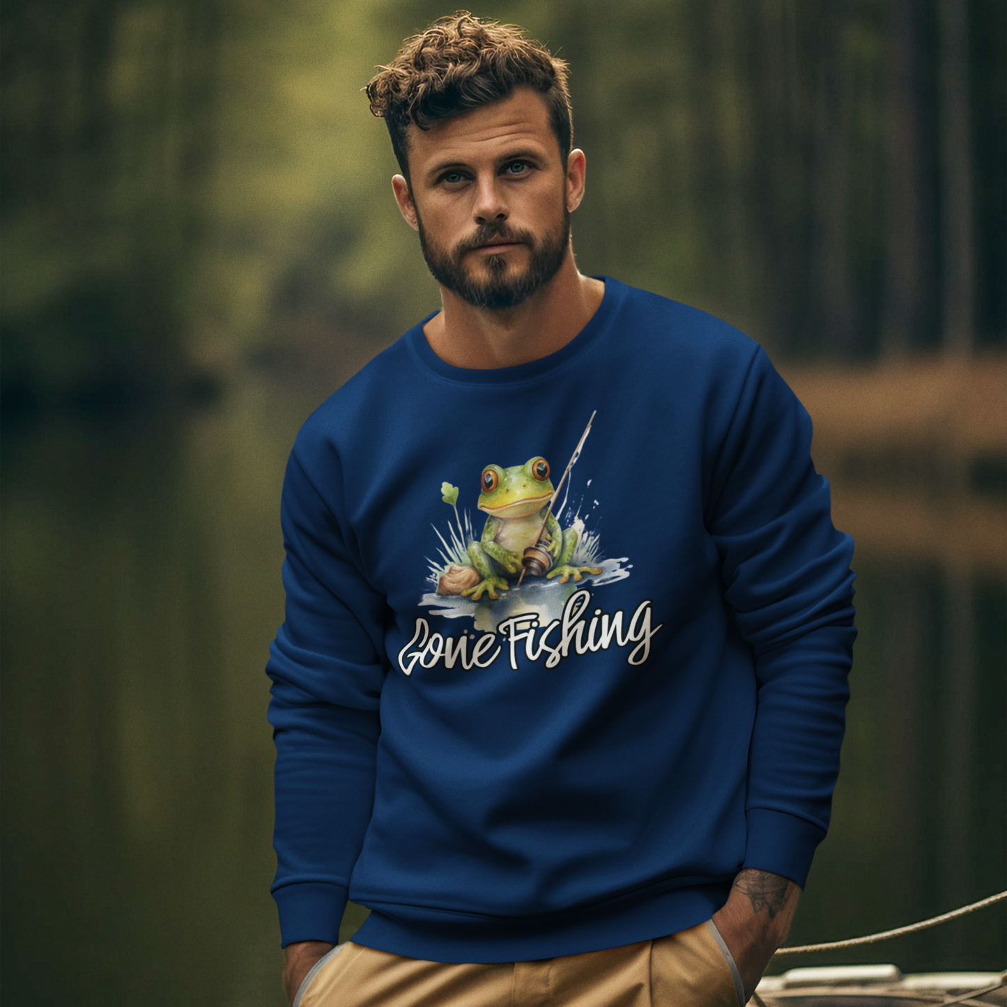 Gone Fishing Sweatshirt - Cozy Frog Design - roesports