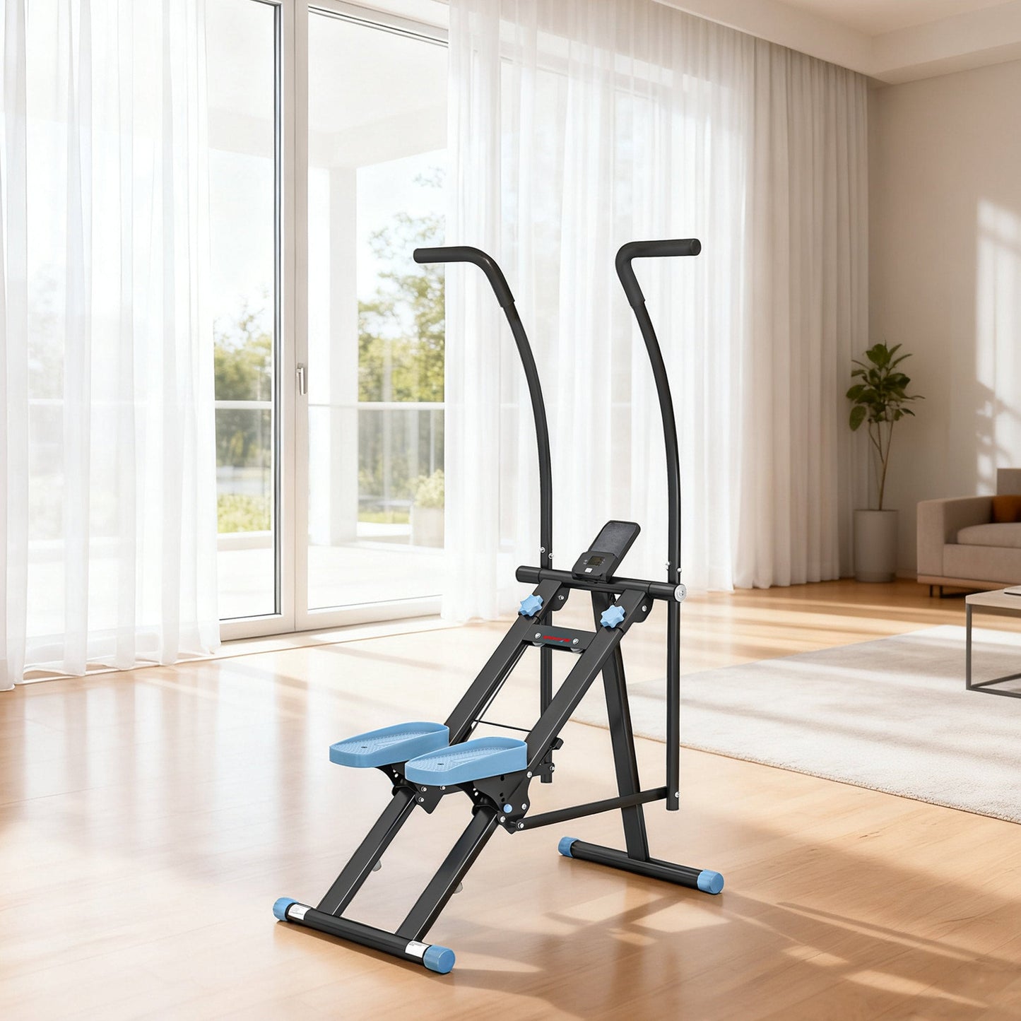 SPORTNOW Stair Stepper for Home Gym Exercise, Vertical Climber Machine with LCD Monitor & Adjustable Pedals for Workout -