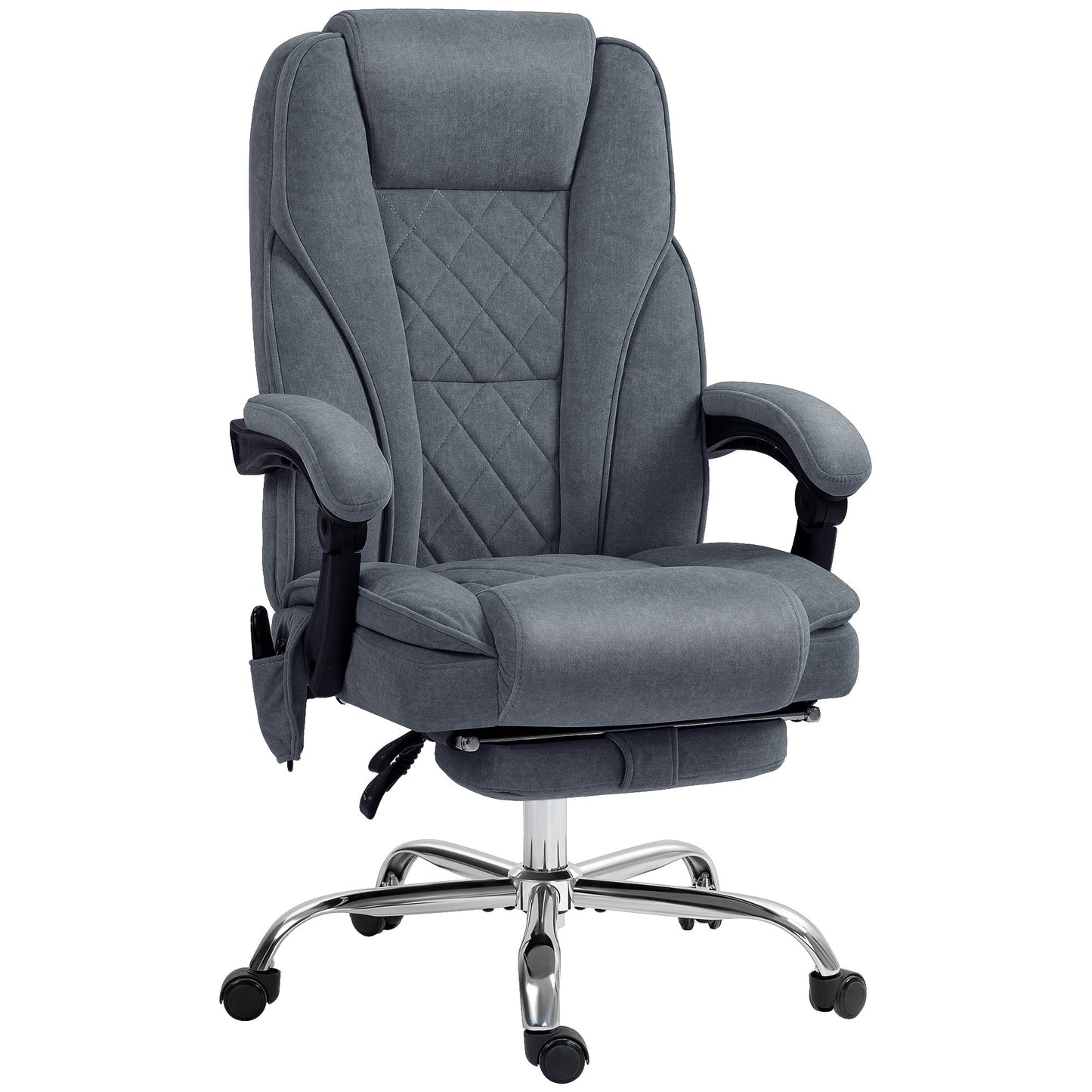Vinsetto Massage Office Chair, Heated Reclining Computer Chair with Adjustable Height and Footrest, Dark Grey -