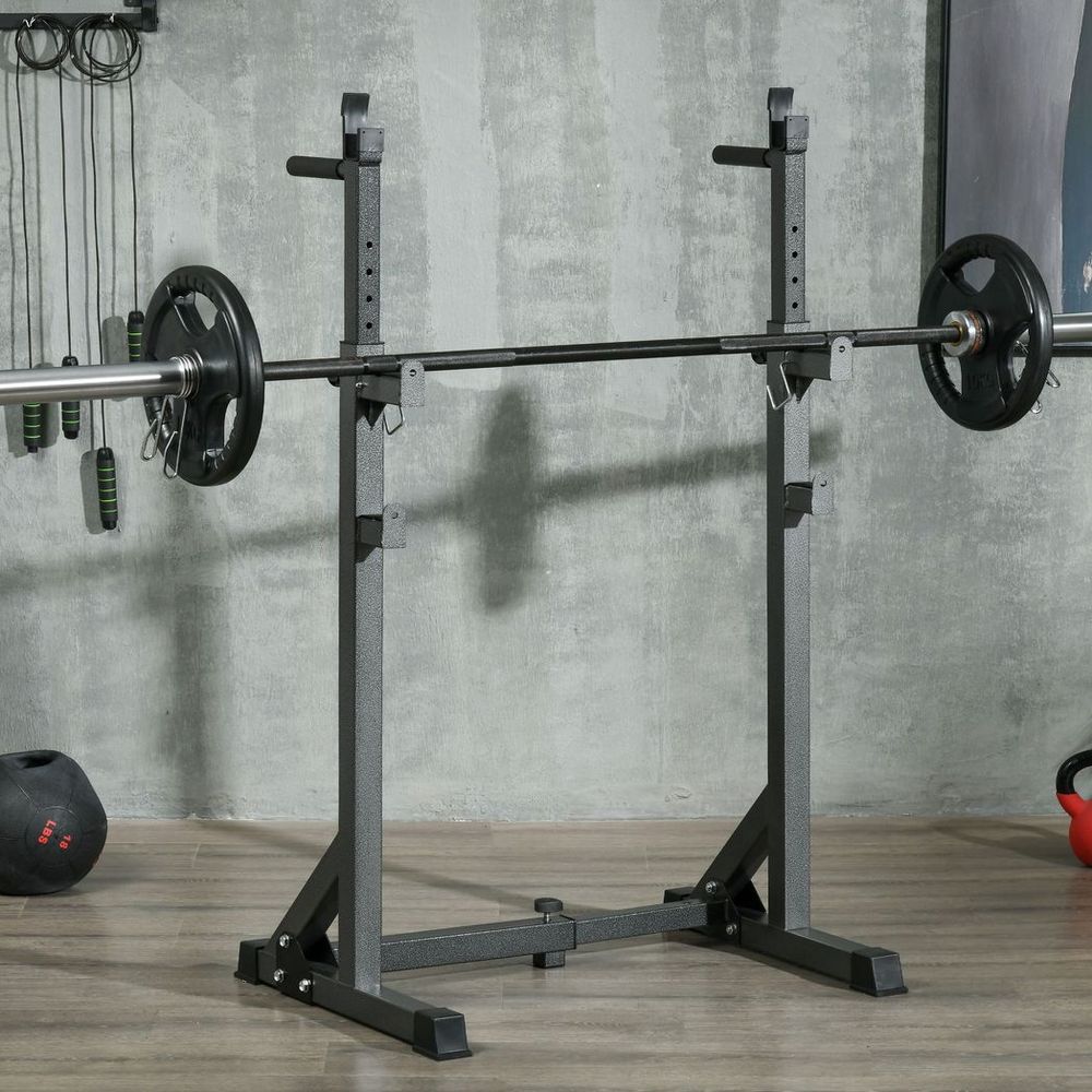 SPORTNOW Heavy Duty Squat Rack, Adjustable Weight Barbell Stand, for Home, Gym - Roesports