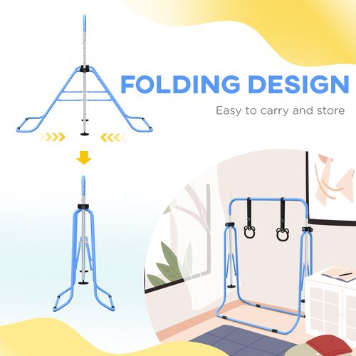 HOMCOM Adjustable Height Foldable Kids Gymnastics Bar with Non-Slip Mats - Roesports