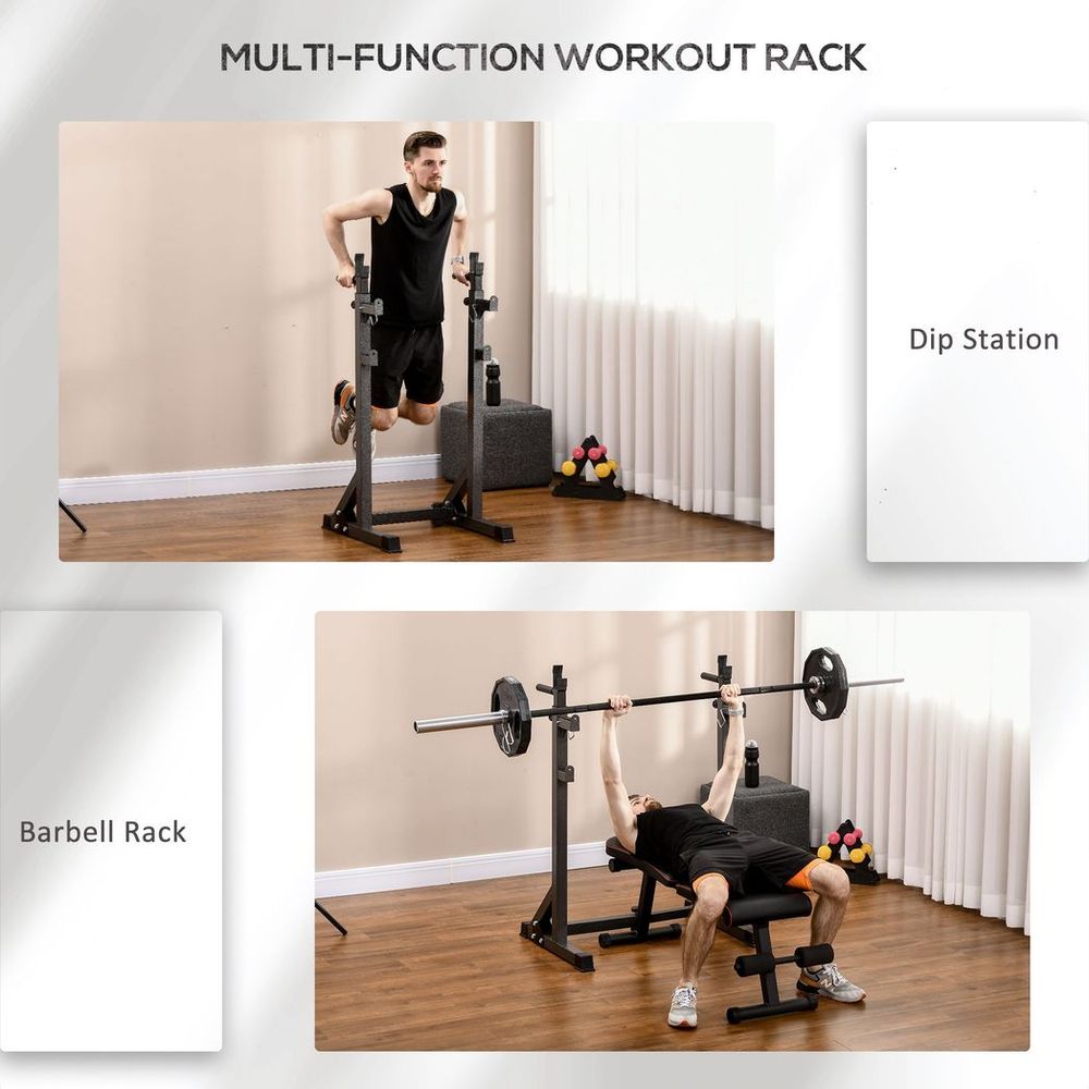 SPORTNOW Heavy Duty Squat Rack, Adjustable Weight Barbell Stand, for Home, Gym - Roesports