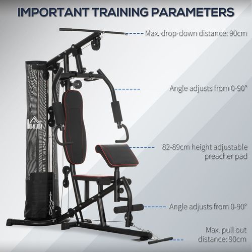 HOMCOM Multi Gym Fitness Equipment Exercise Machine with 45Kg Weight Stack - Roesports