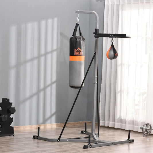 HOMCOM Freestanding Boxing Punch Bag & Speed Ball Station Hanging Frame Training Exercise Platform Home Gym Heavy Duty - Roesports