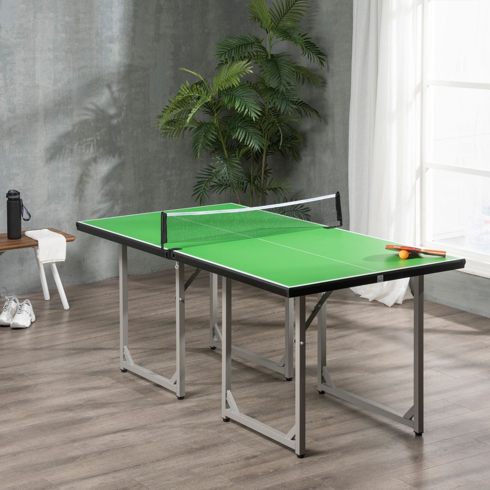 Tennis Table Ping Pong Foldable with Net Game Steel 182cm Indoor, Green HOMCOM -