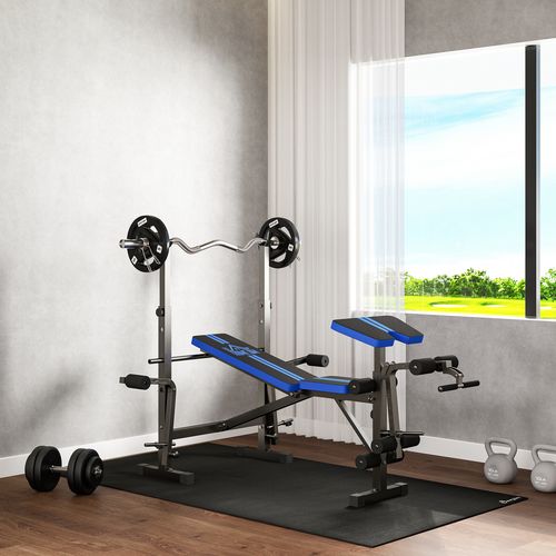 HOMCOM Adjustable Weight Training Bench for Multi-Function Gym Fitness Lifting - roesports