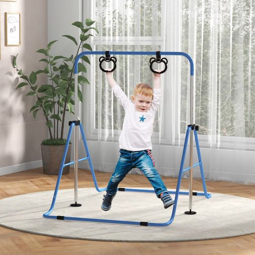HOMCOM Adjustable Height Foldable Kids Gymnastics Bar with Non-Slip Mats - Roesports