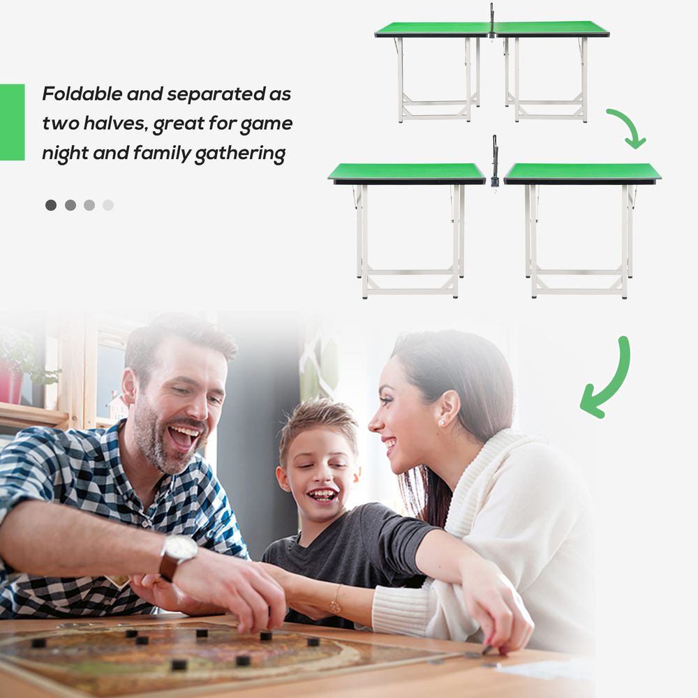 Tennis Table Ping Pong Foldable with Net Game Steel 182cm Indoor, Green HOMCOM -