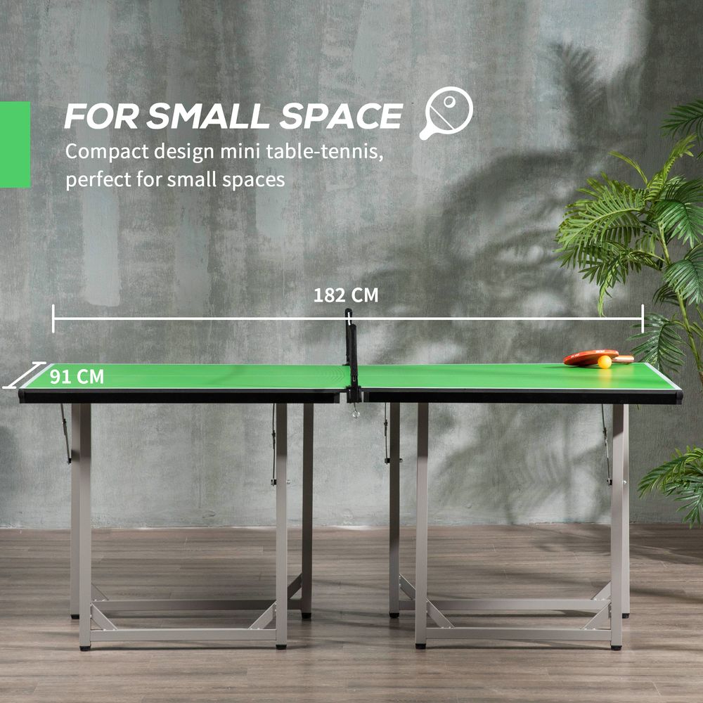 Tennis Table Ping Pong Foldable with Net Game Steel 182cm Indoor, Green HOMCOM -