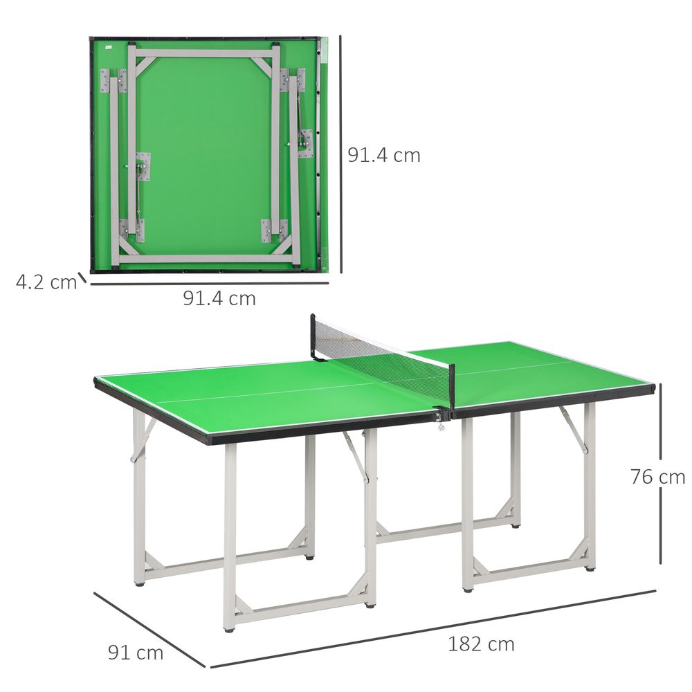 Tennis Table Ping Pong Foldable with Net Game Steel 182cm Indoor, Green HOMCOM -